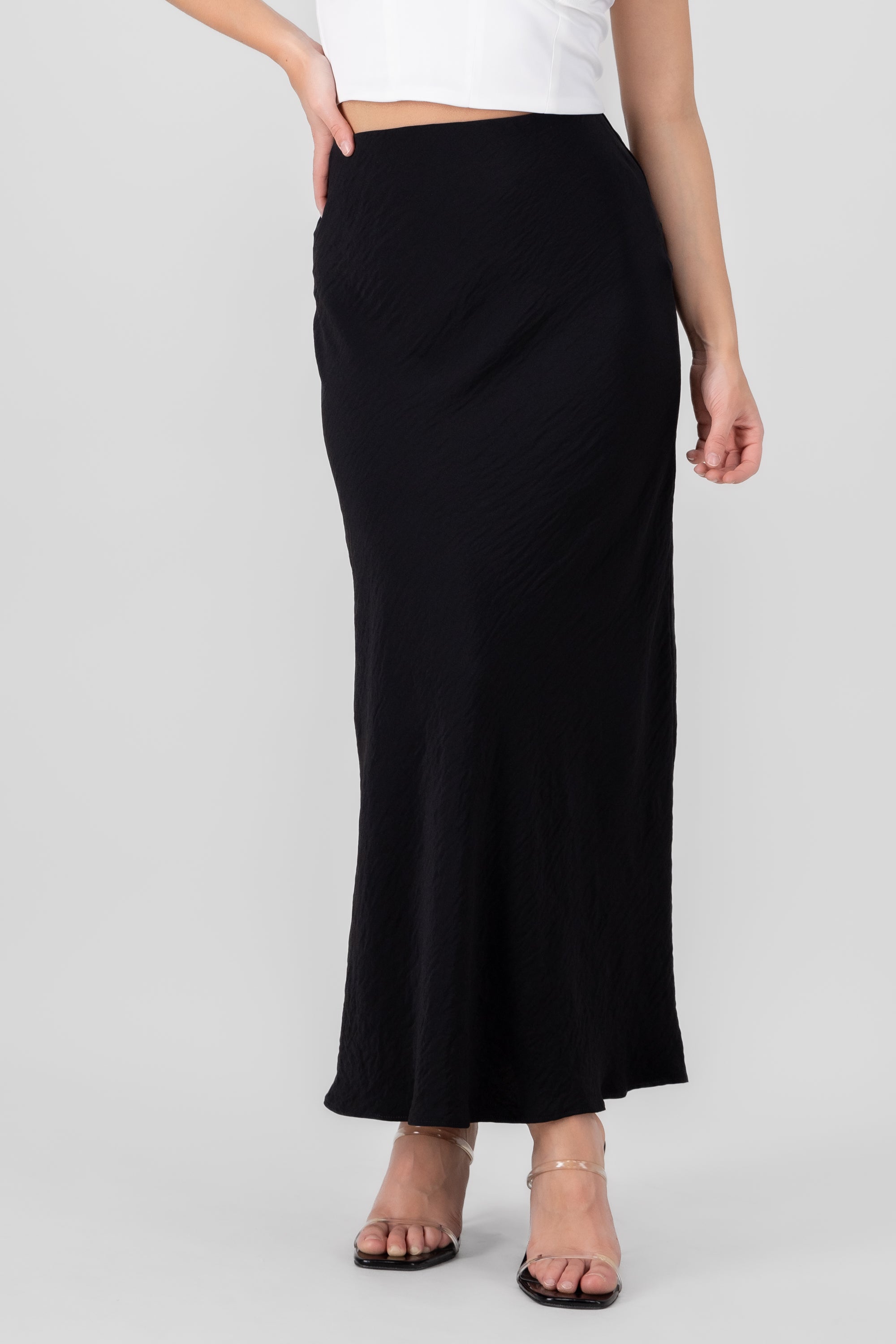 Low Waist Midi Skirt BLACK