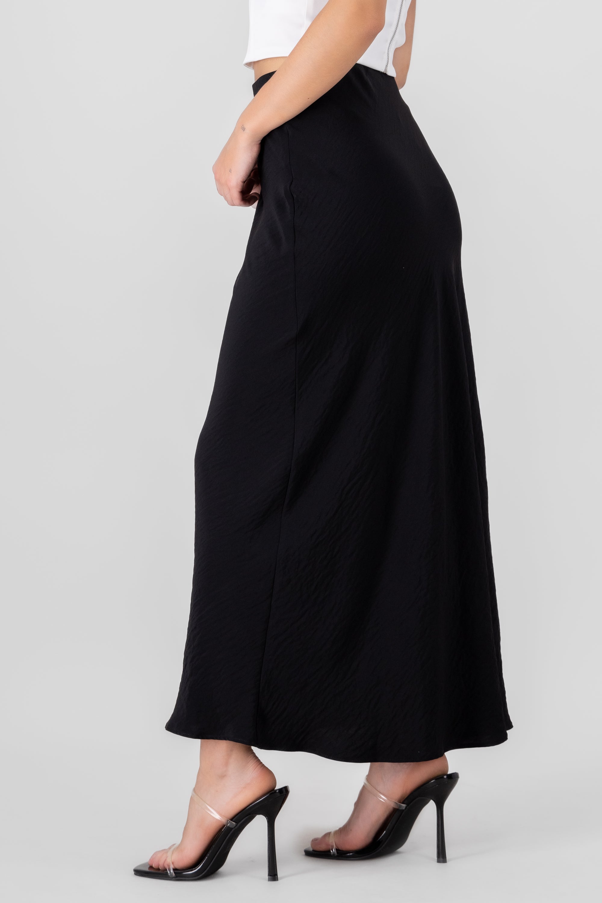 Low Waist Midi Skirt BLACK