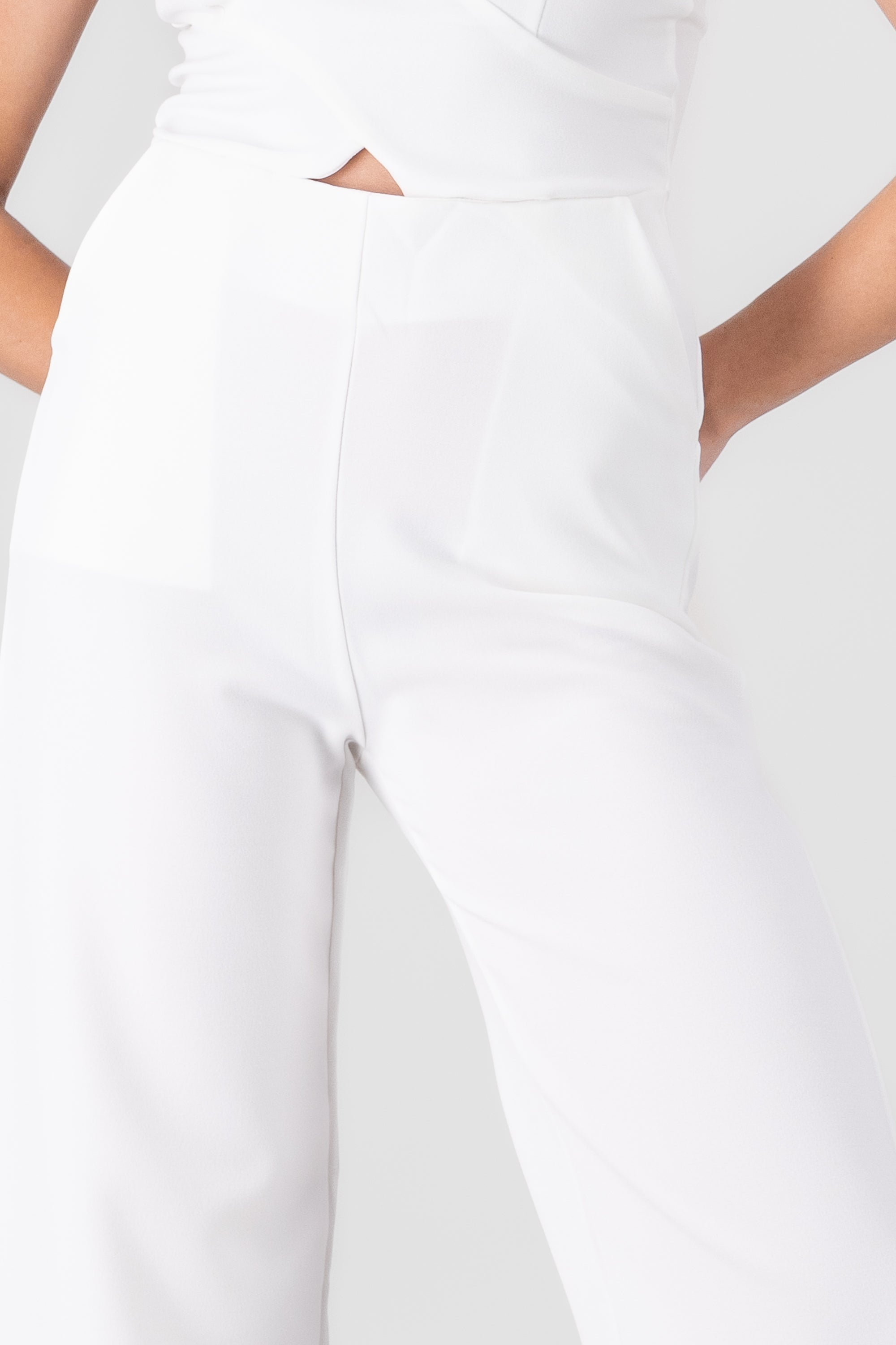 Solid Strapless Jumpsuit WHITE