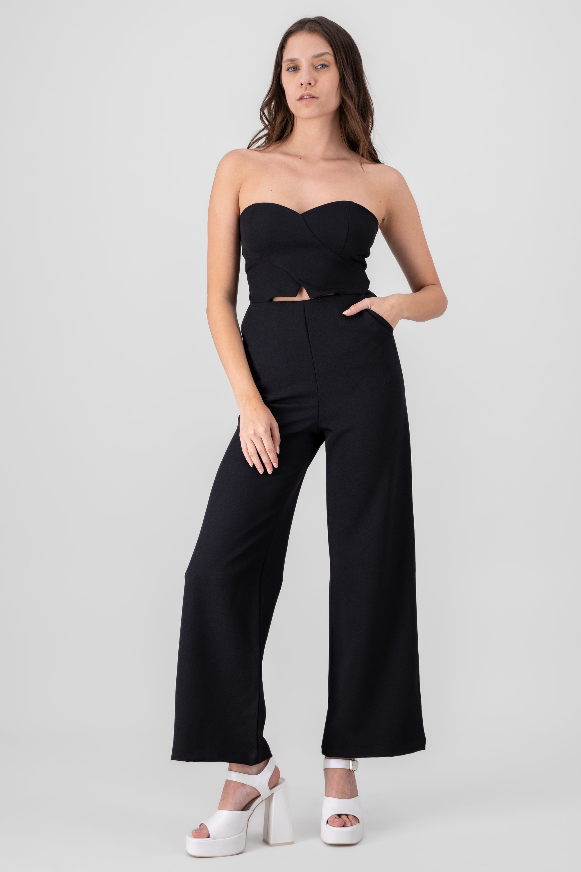 Solid Strapless Jumpsuit BLACK