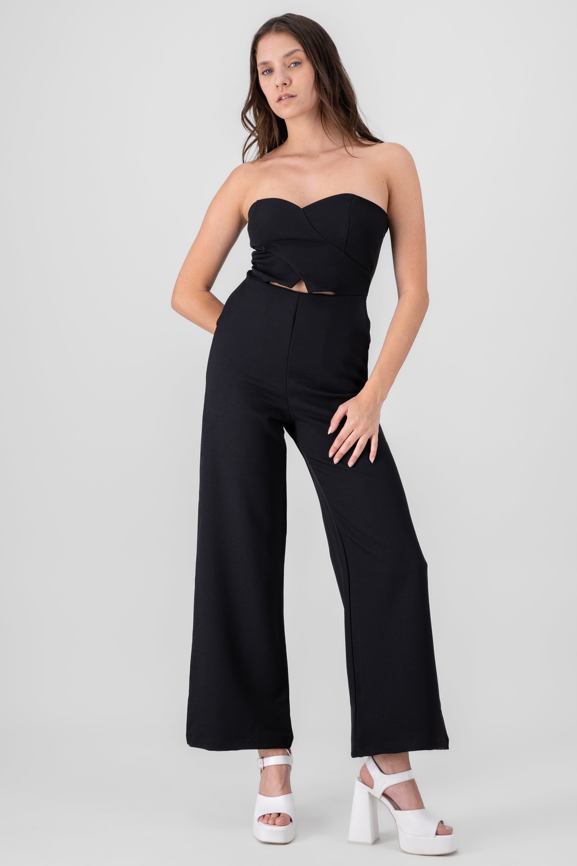 Solid Strapless Jumpsuit BLACK