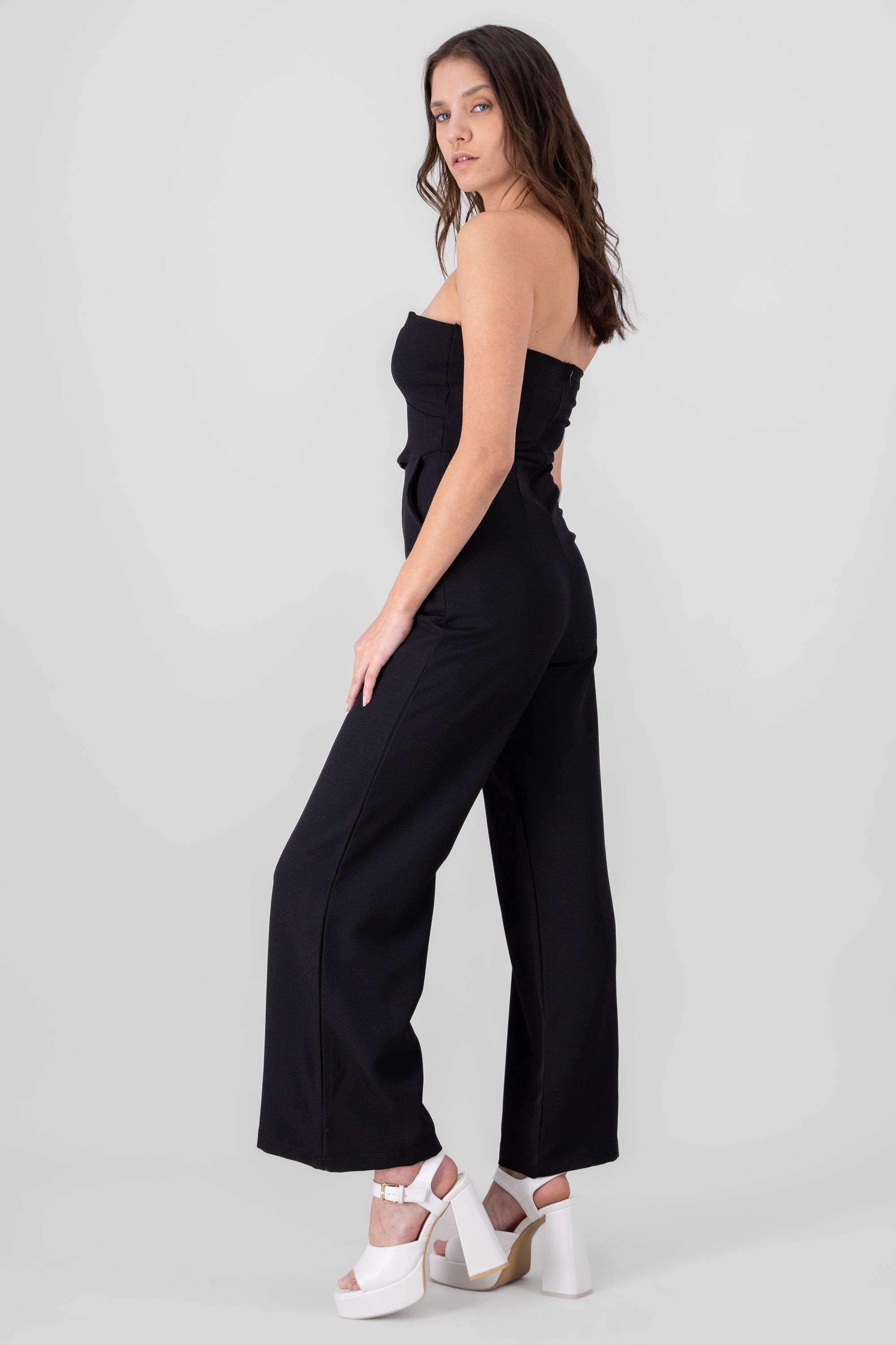 Solid Strapless Jumpsuit BLACK