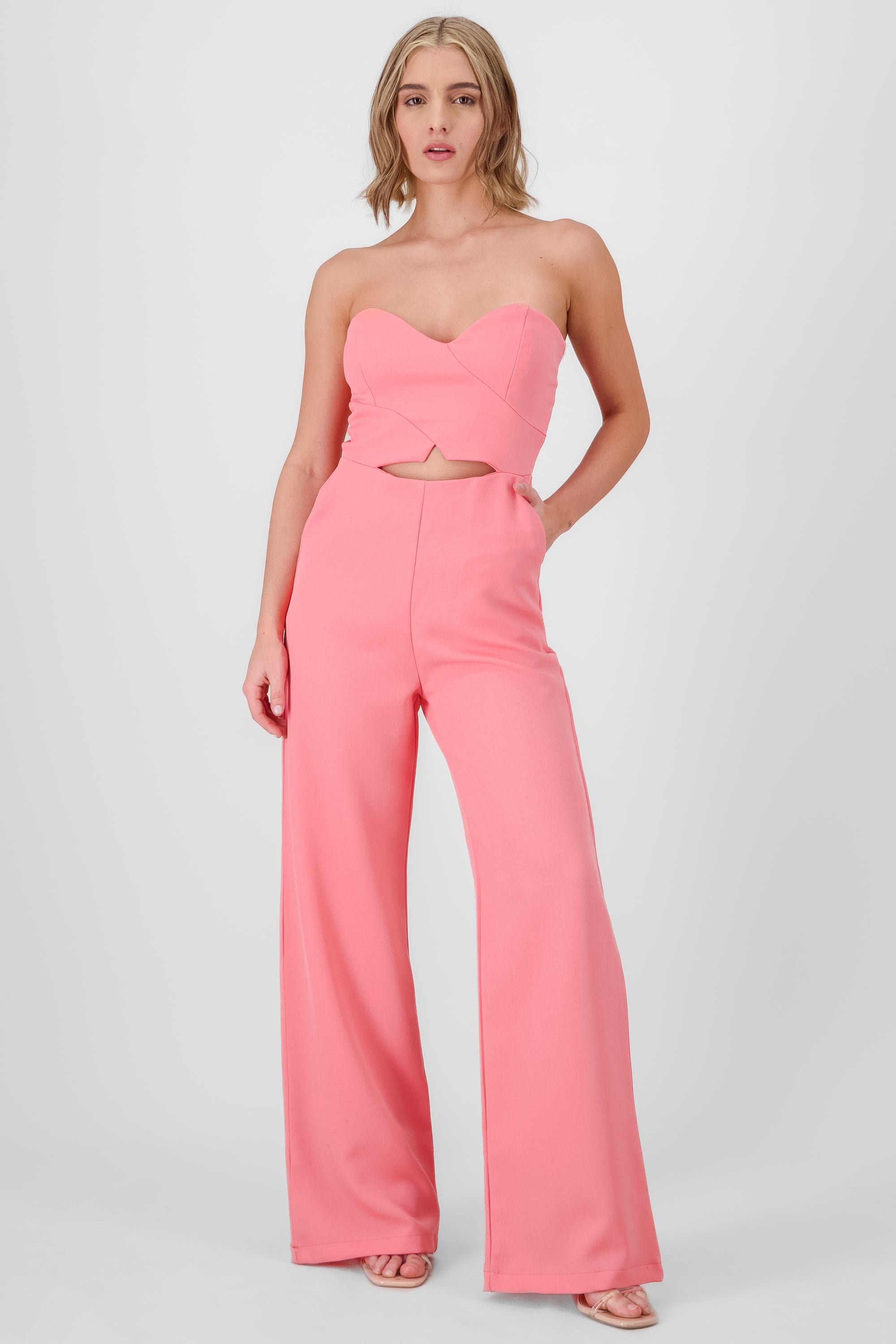 Solid Strapless Jumpsuit PINK