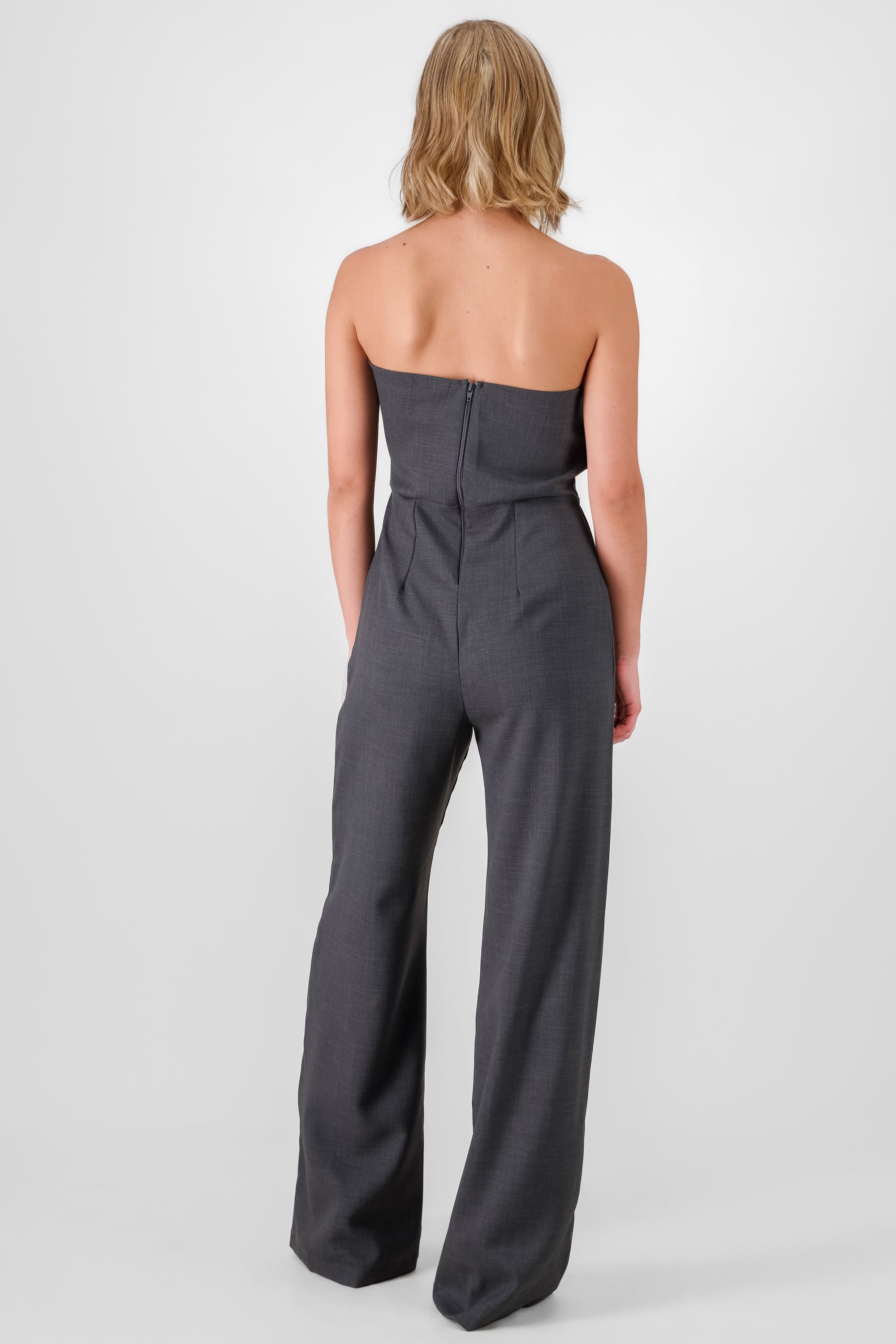 Solid Strapless Jumpsuit DARK GRAY