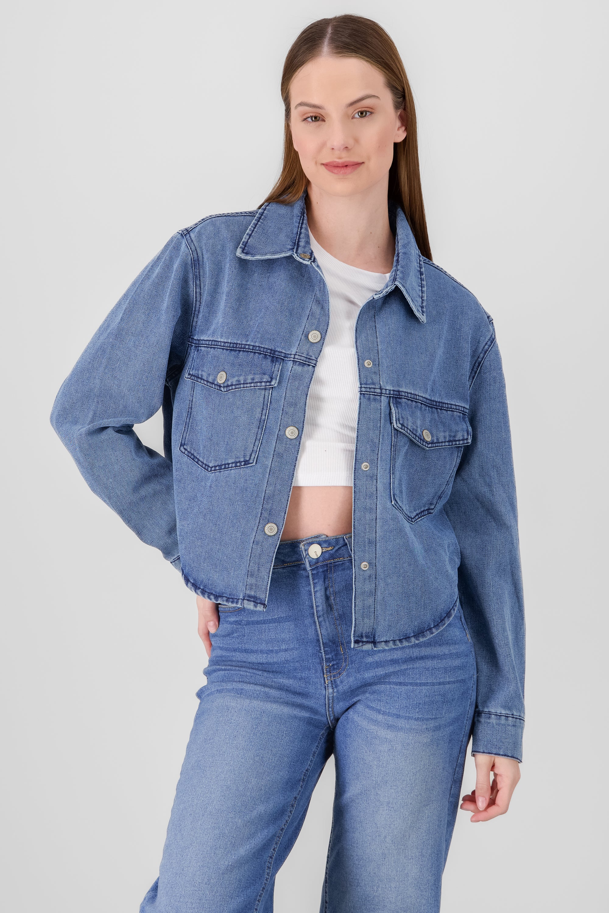 Oversized Cropped Jacket MEDIUM WASH