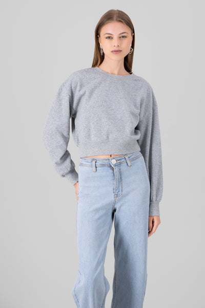 Solid Cropped Sweatshirt GRAY