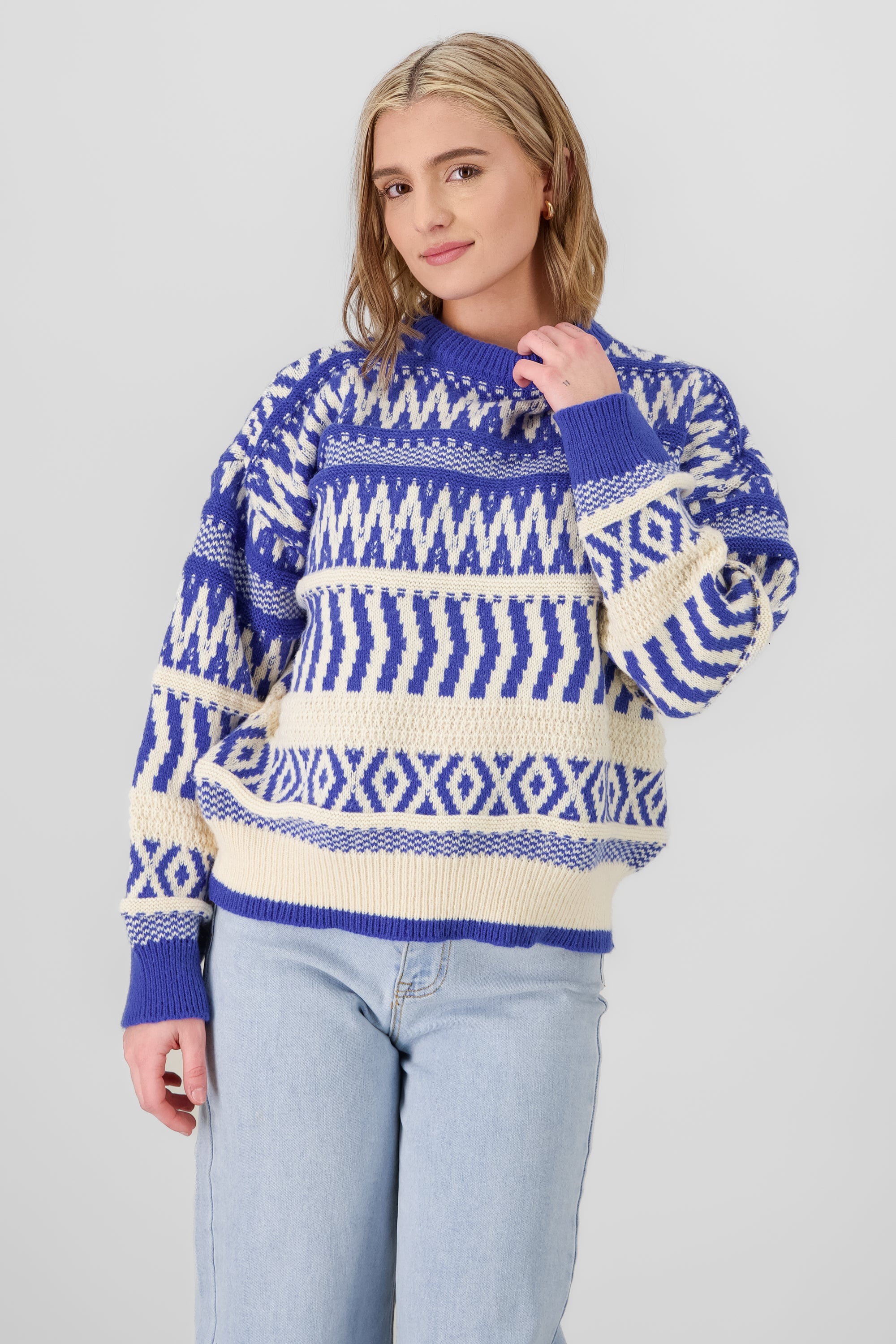 Patterns Christmas Sweater NAVY COMBO