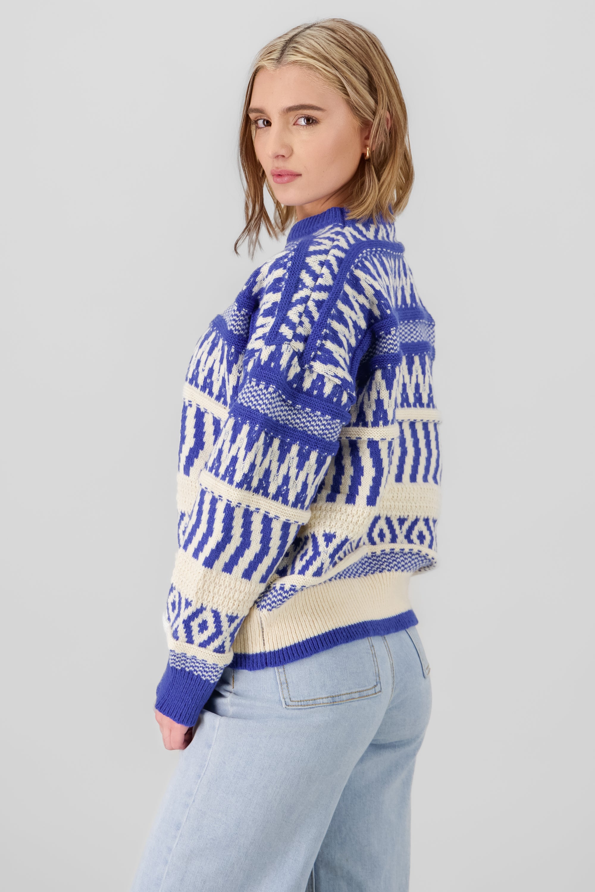 Patterns Christmas Sweater NAVY COMBO