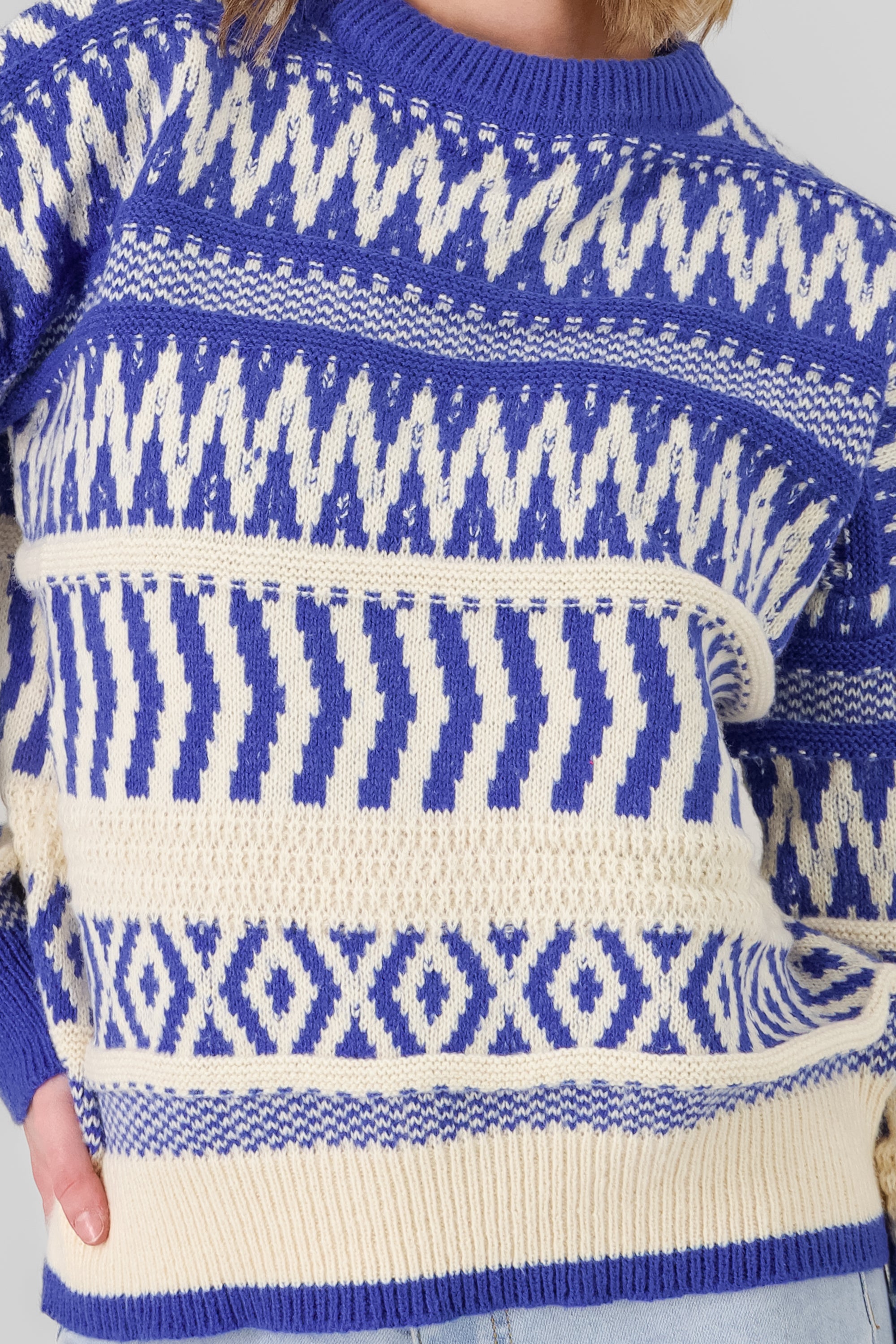 Patterns Christmas Sweater NAVY COMBO