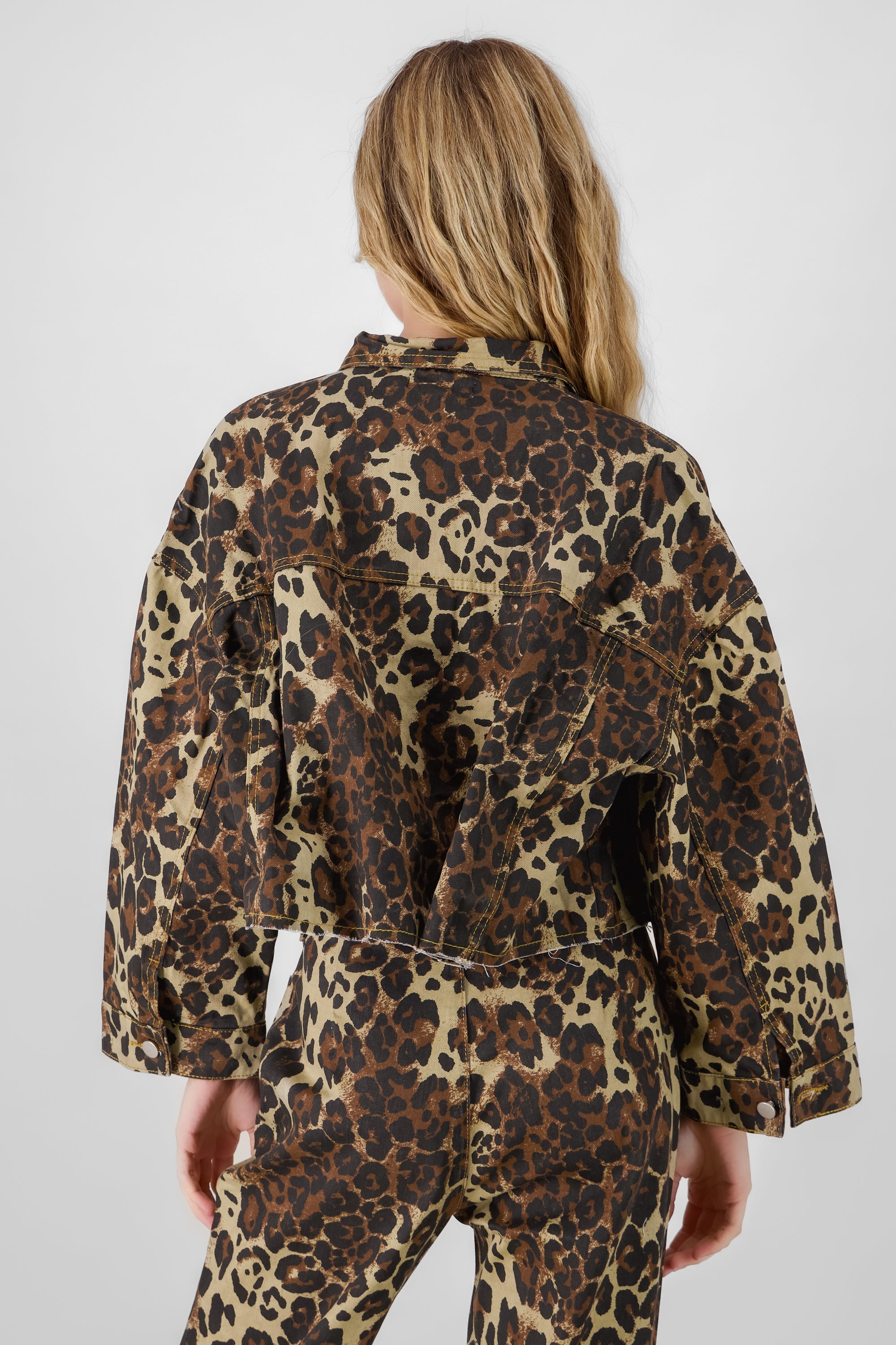 Denim Animal Print Jacket BROWN COMBO