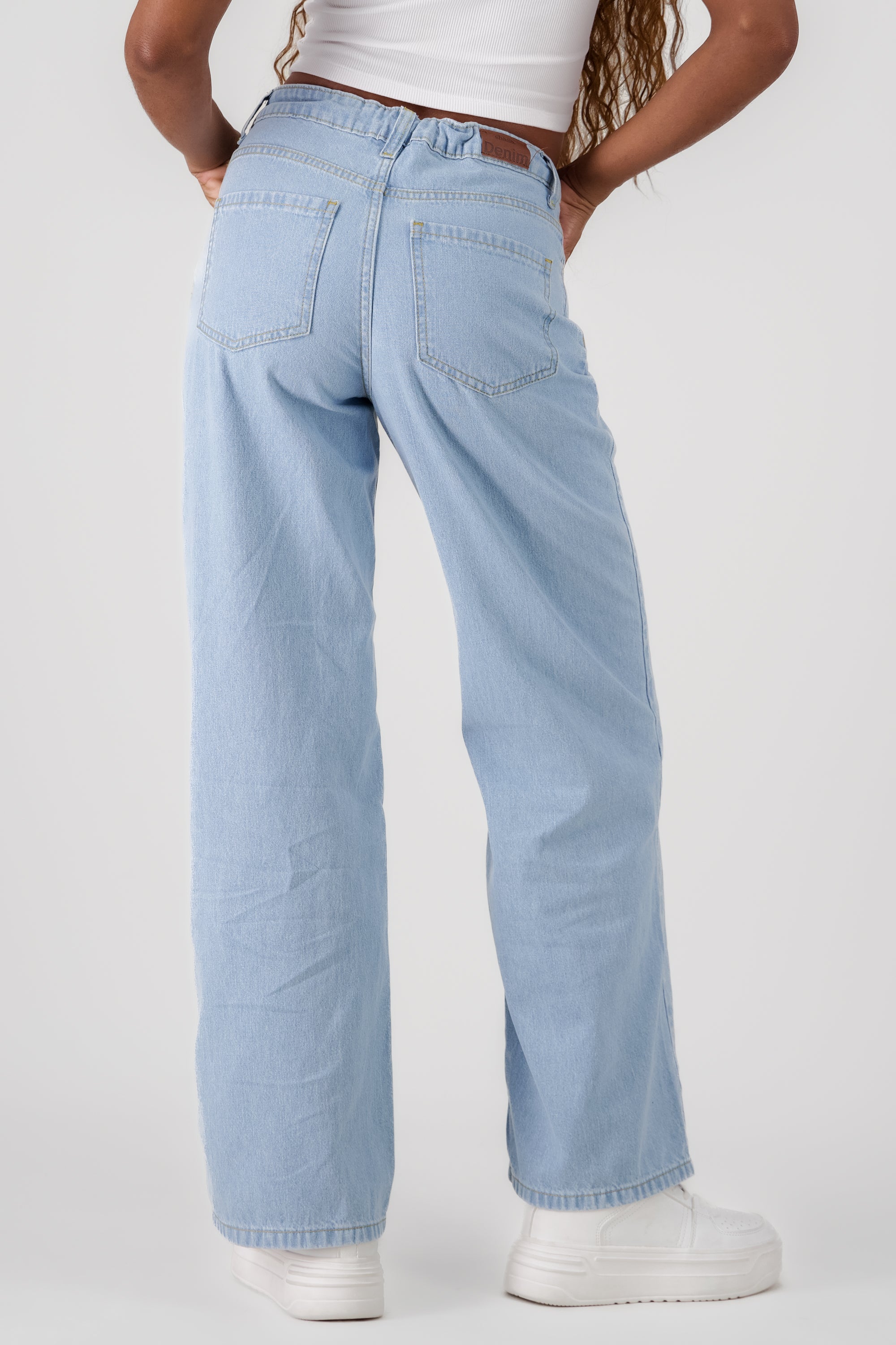 Wide Leg Jeans with Drawstring MEDIUM WASH