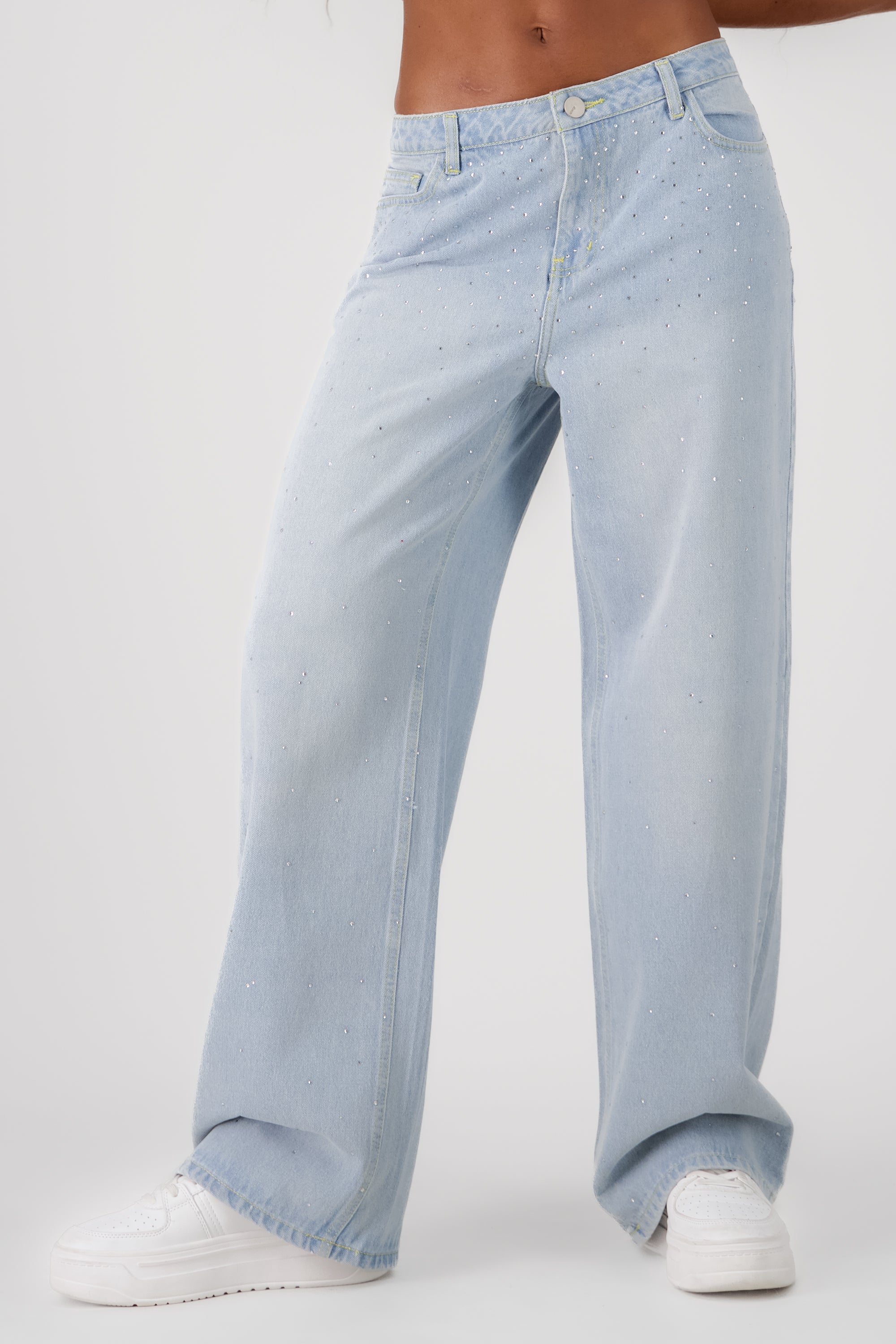 Straight Leg Jeans with Sparkle Detail MEDIUM WASH