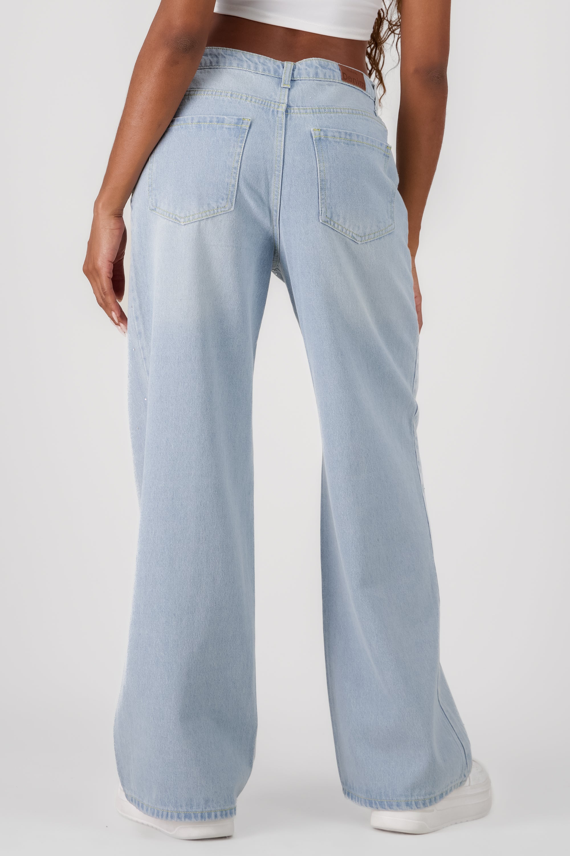 Straight Leg Jeans with Sparkle Detail MEDIUM WASH