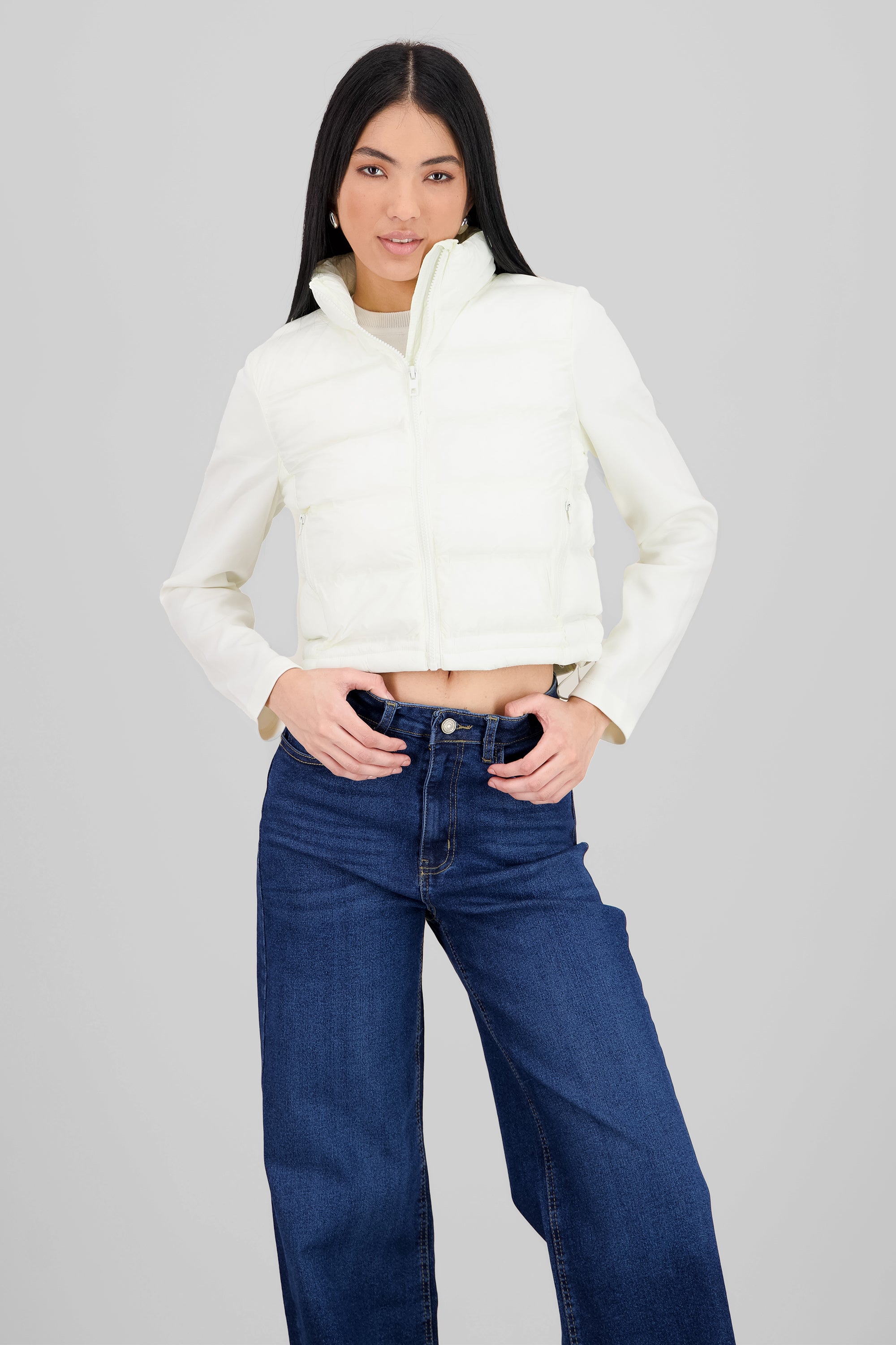 Cropped Quilted Jacket WHITE