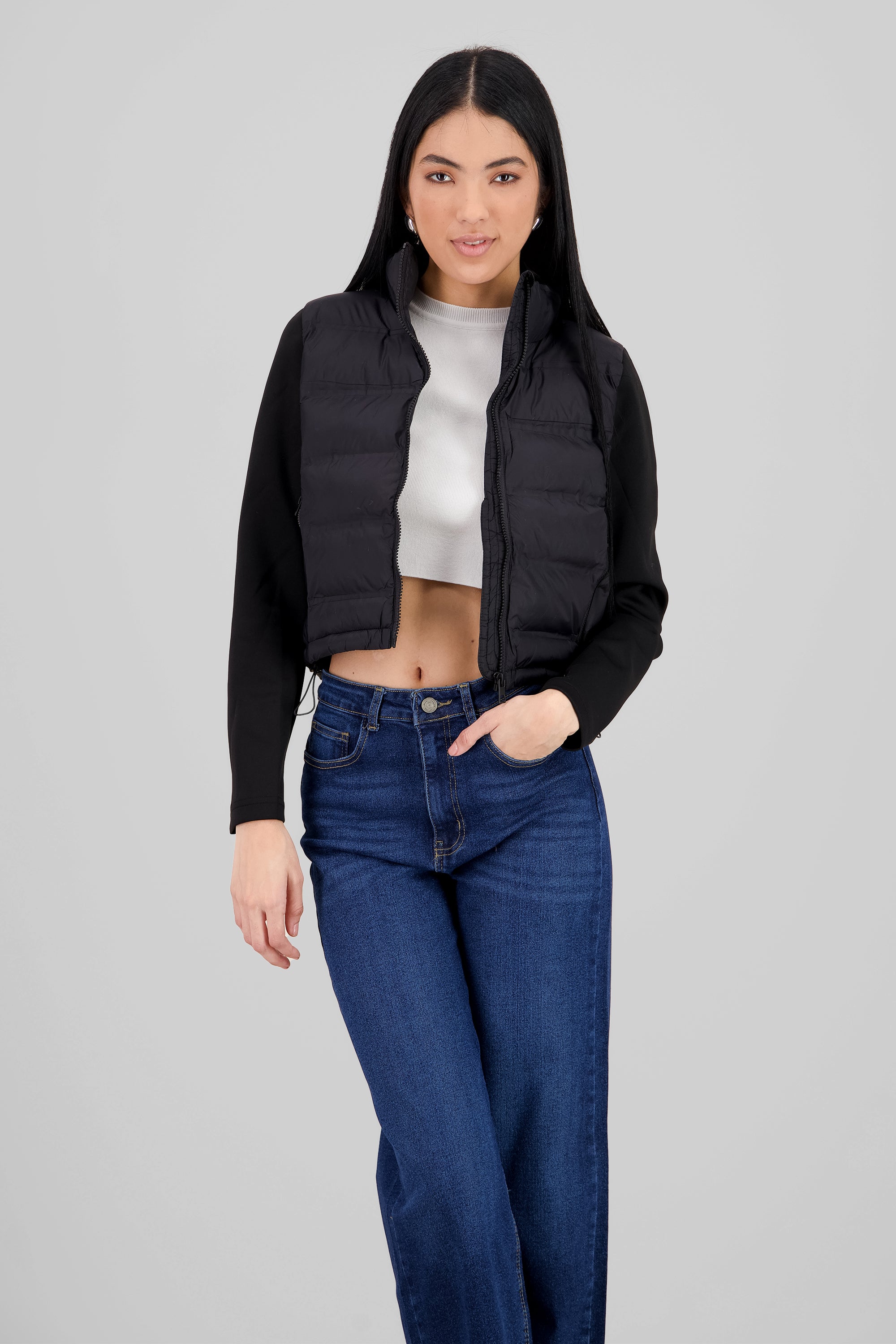 Cropped Quilted Jacket BLACK