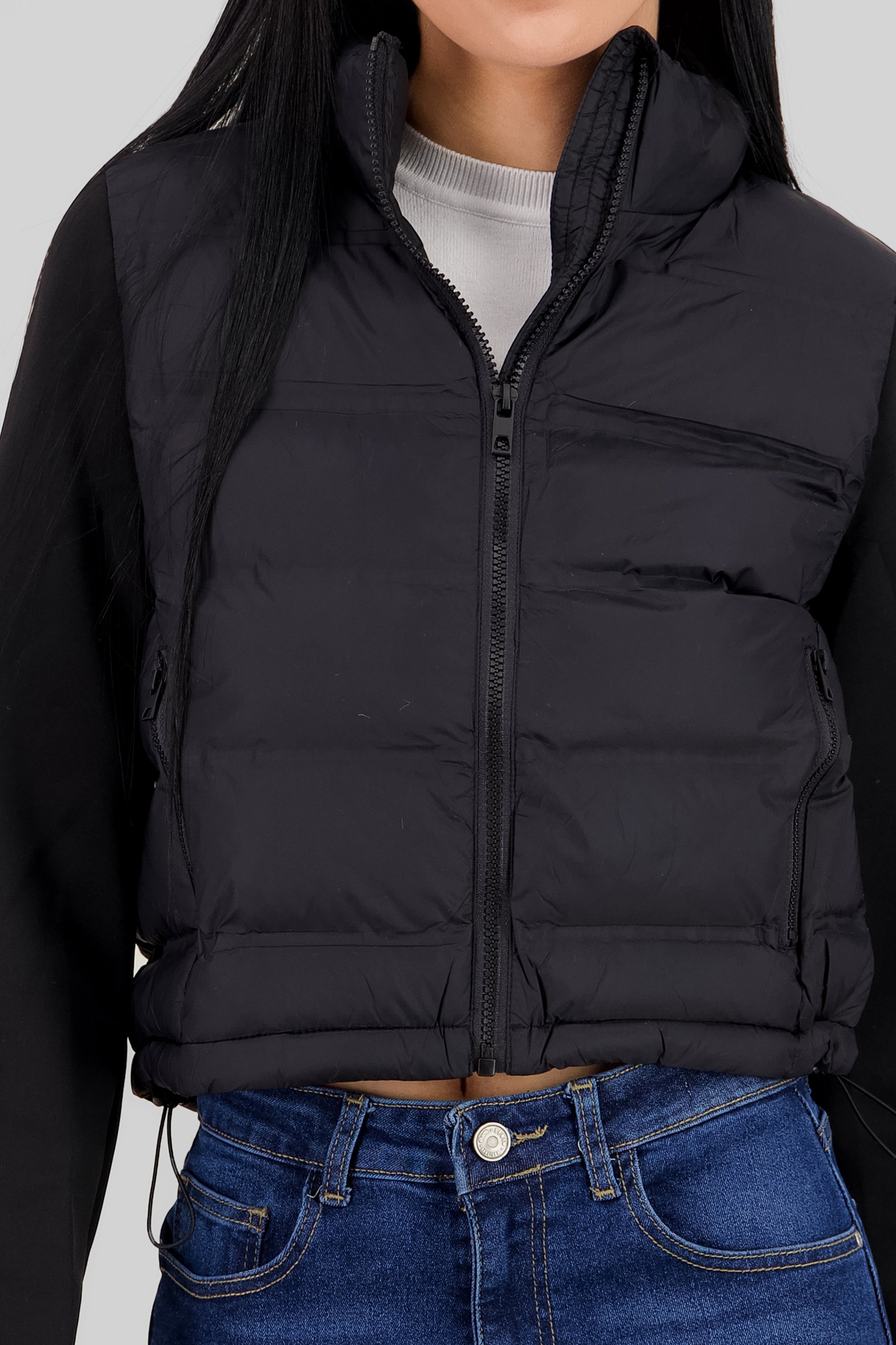 Cropped Quilted Jacket BLACK