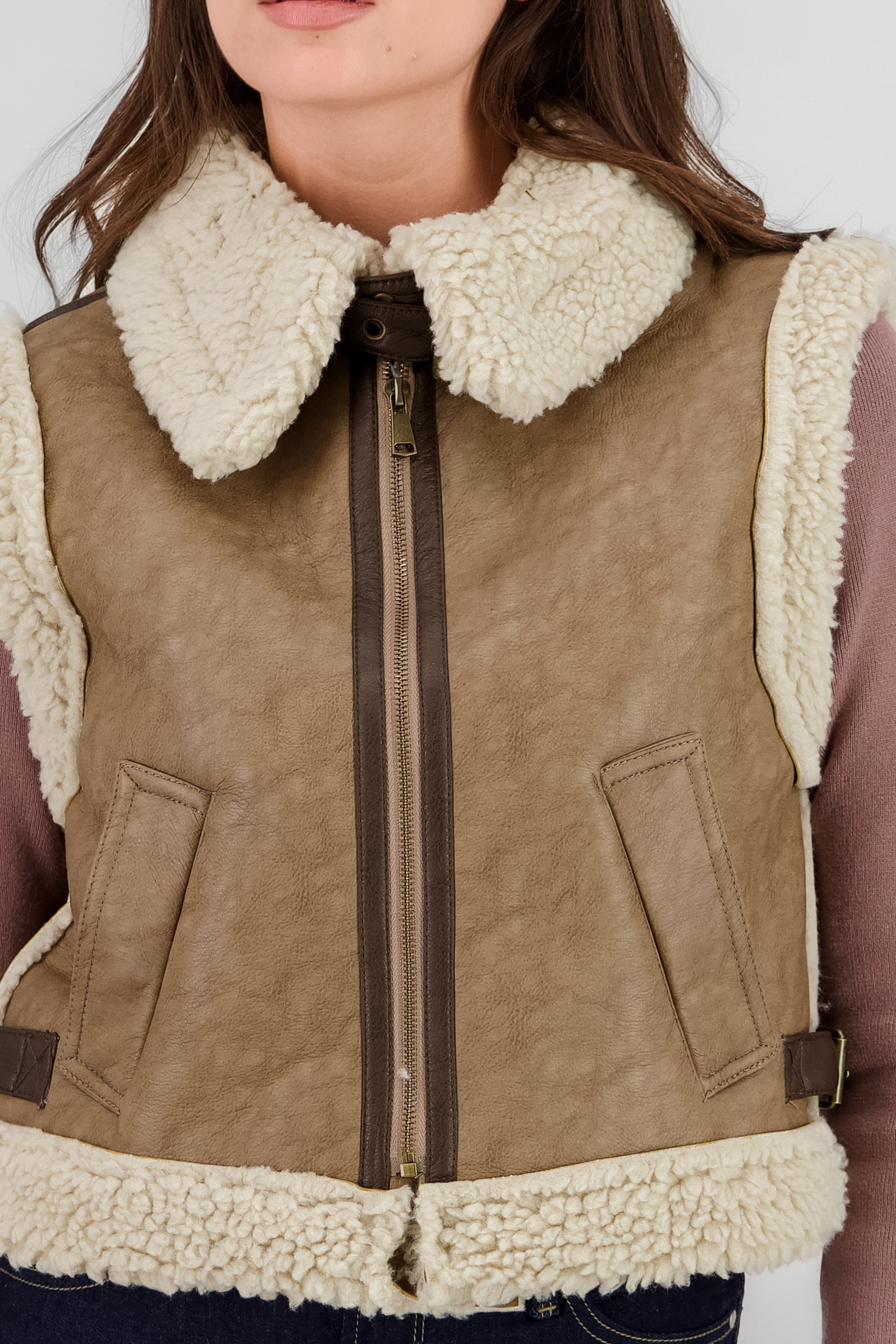 Fur Lined Vest BROWN