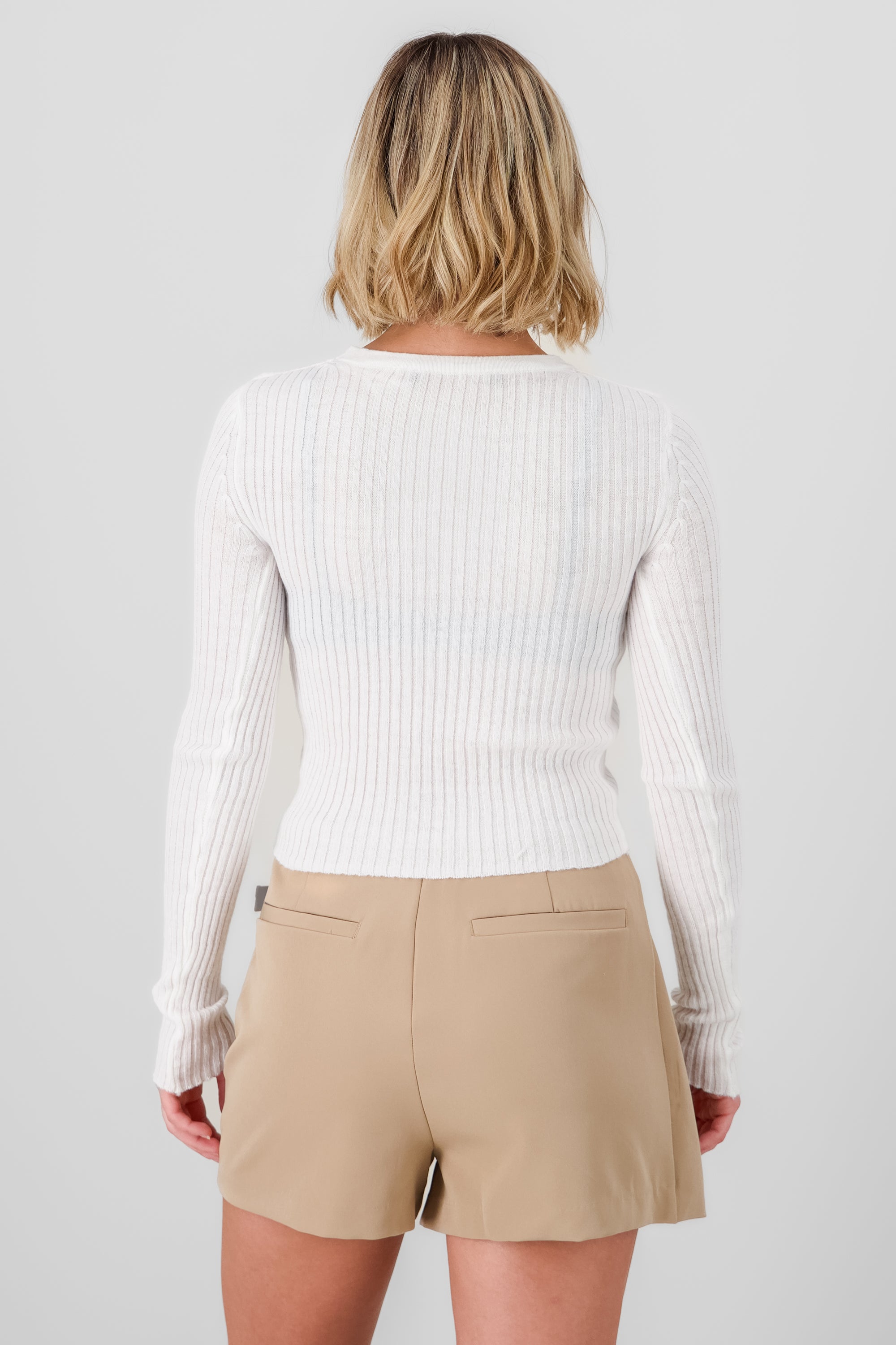 Solid Cropped Sweater WHITE