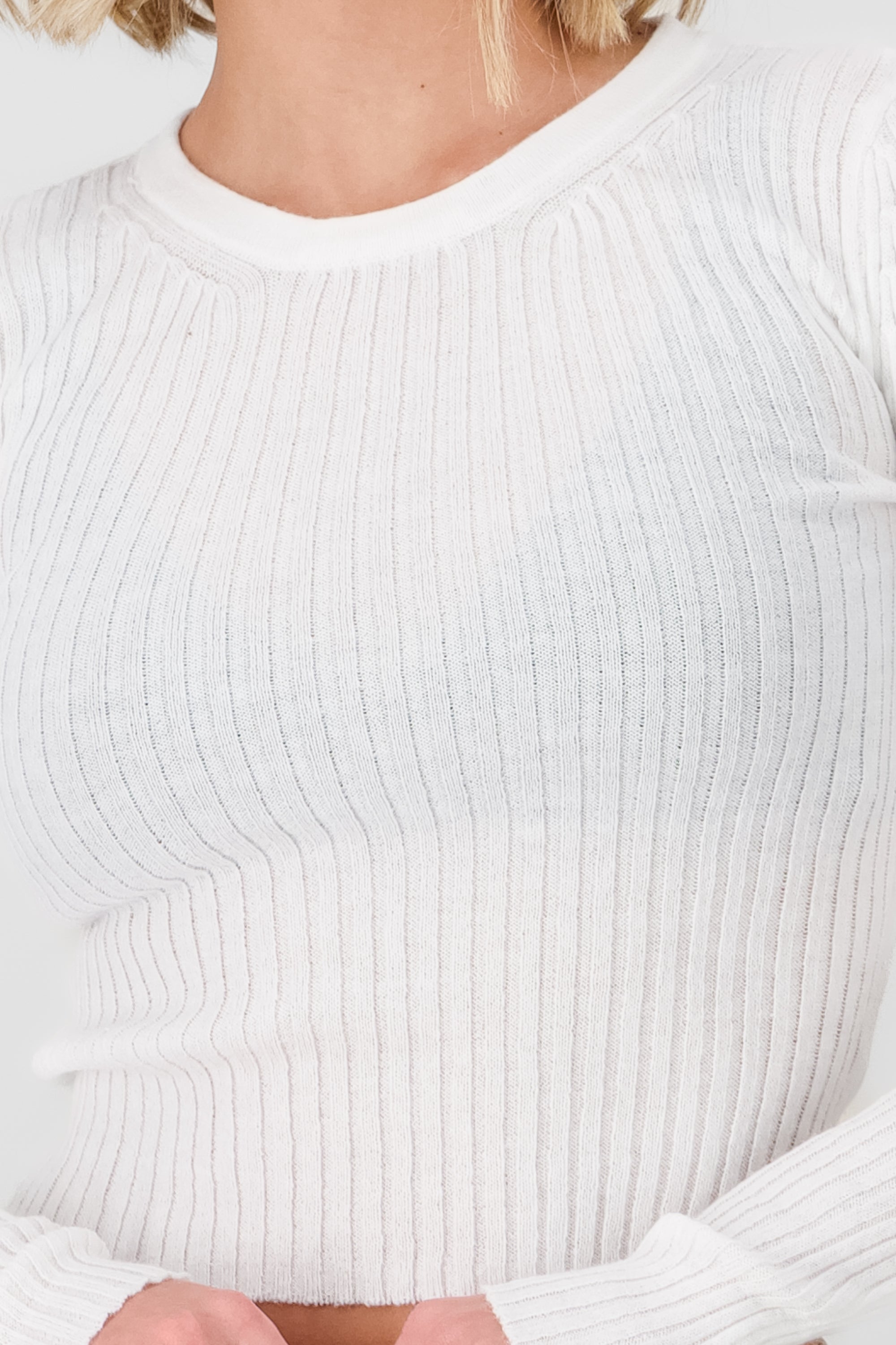 Solid Cropped Sweater WHITE