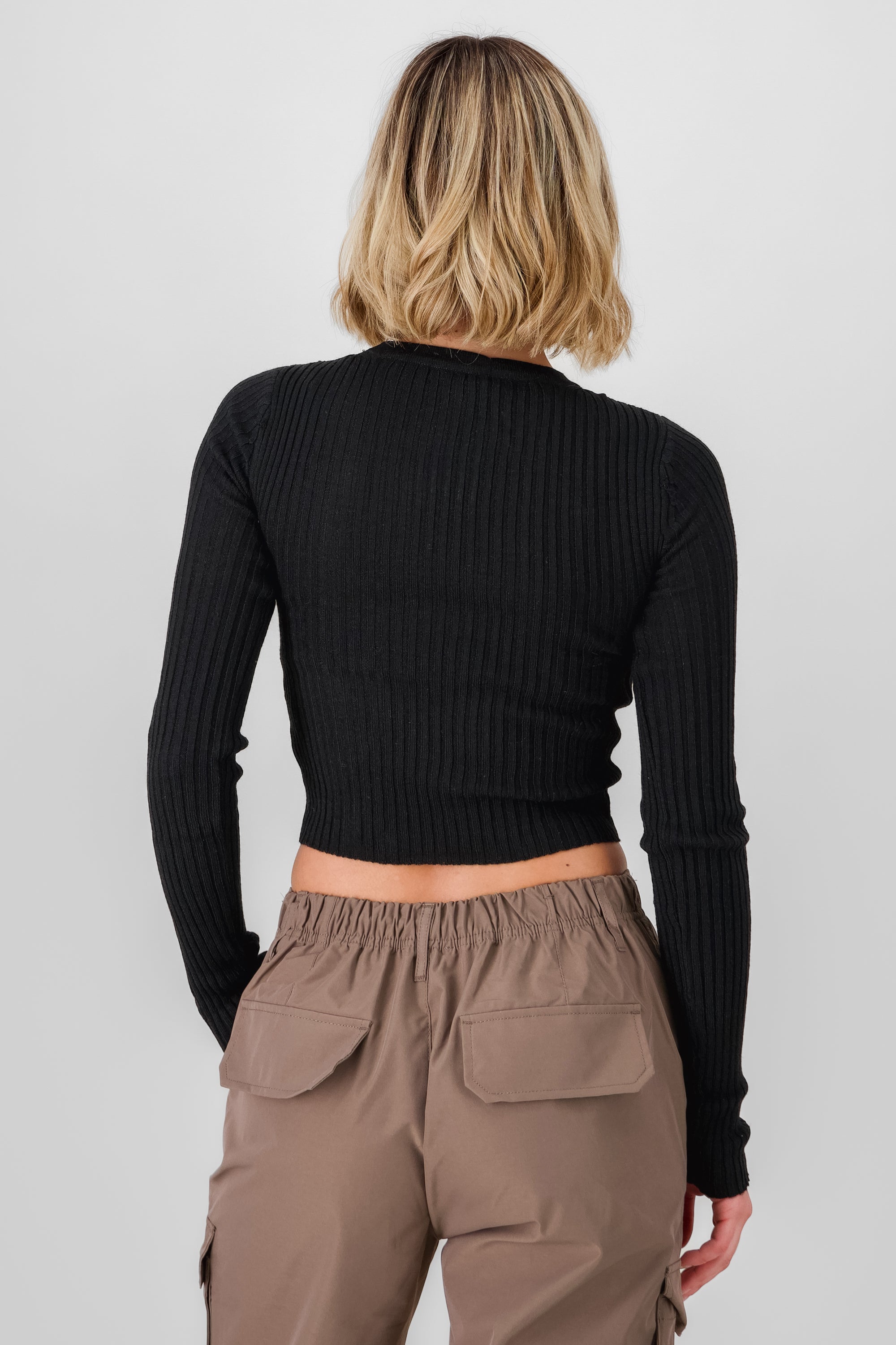 Solid Cropped Sweater BLACK