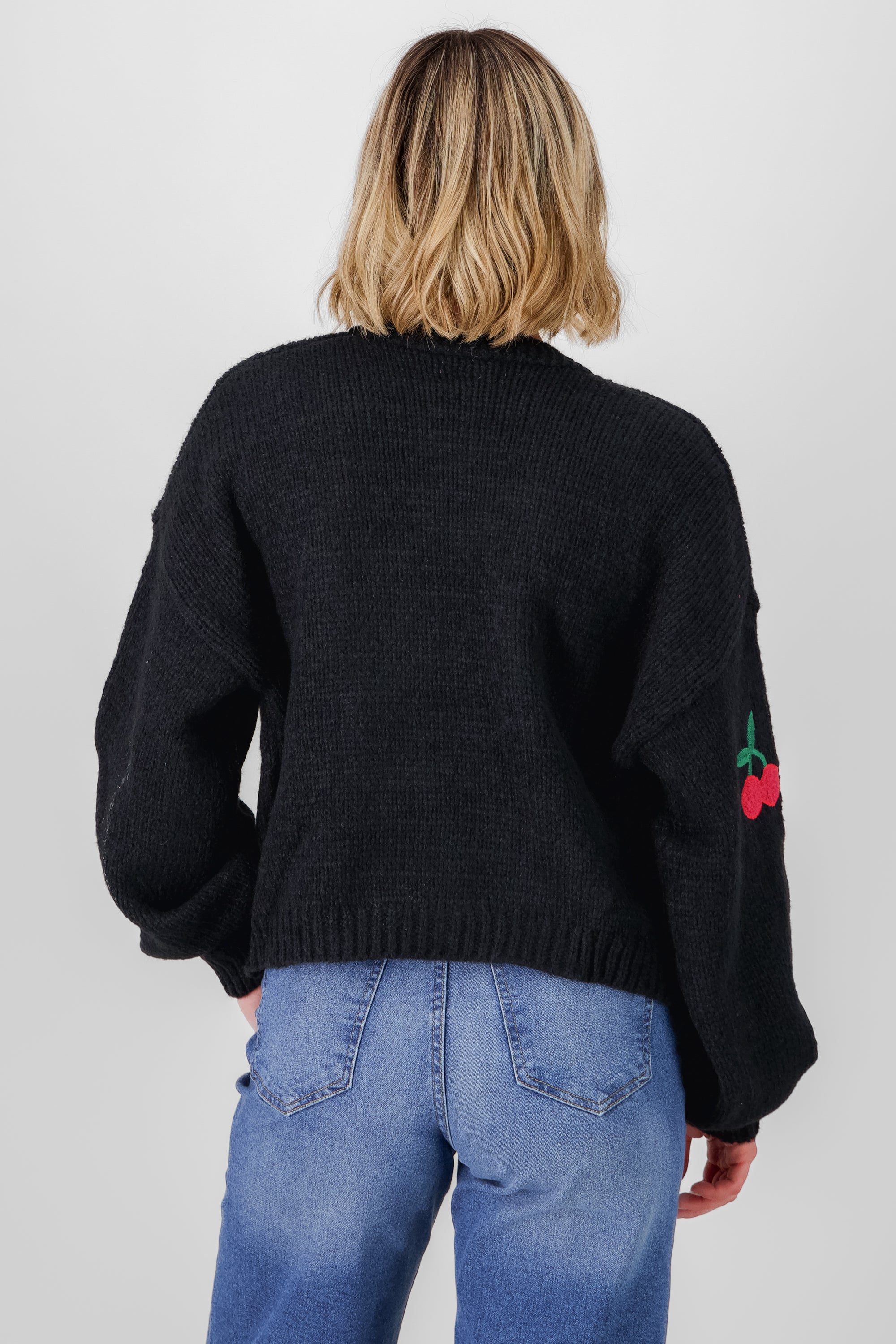 Cherry Knit Cardigan BLACK