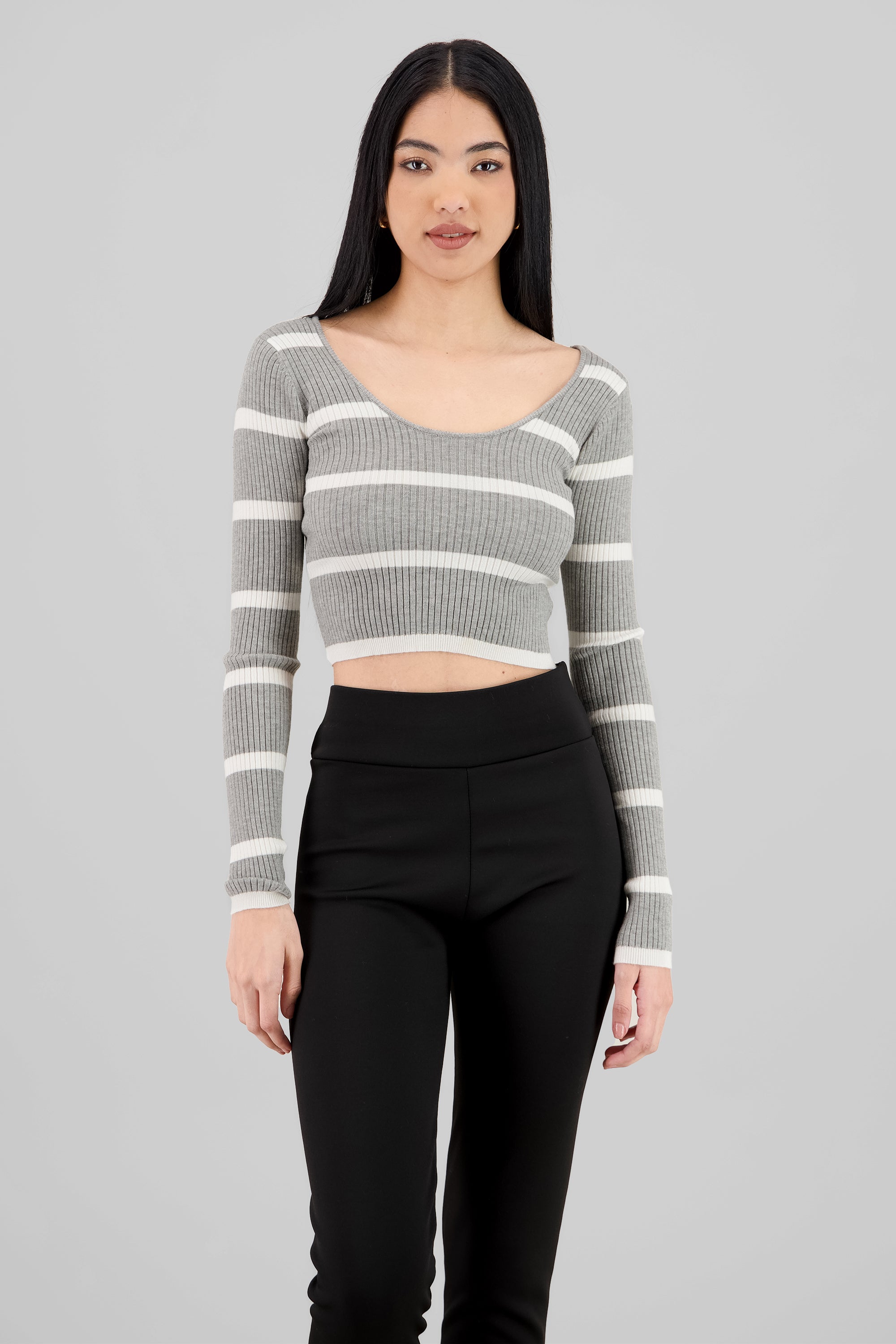 Striped Sweater GRAY COMBO