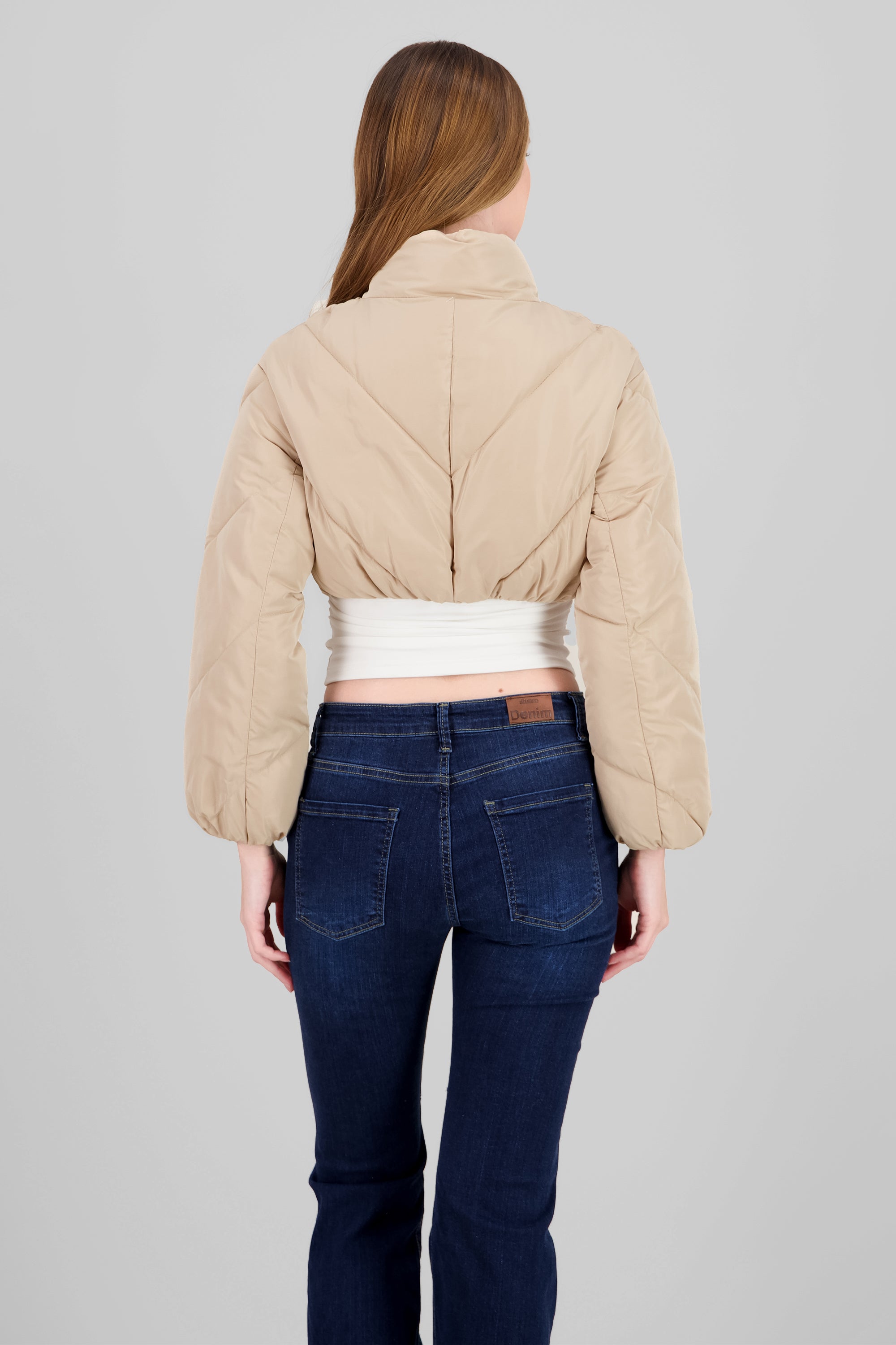 Cropped Solid Jacket KHAKI