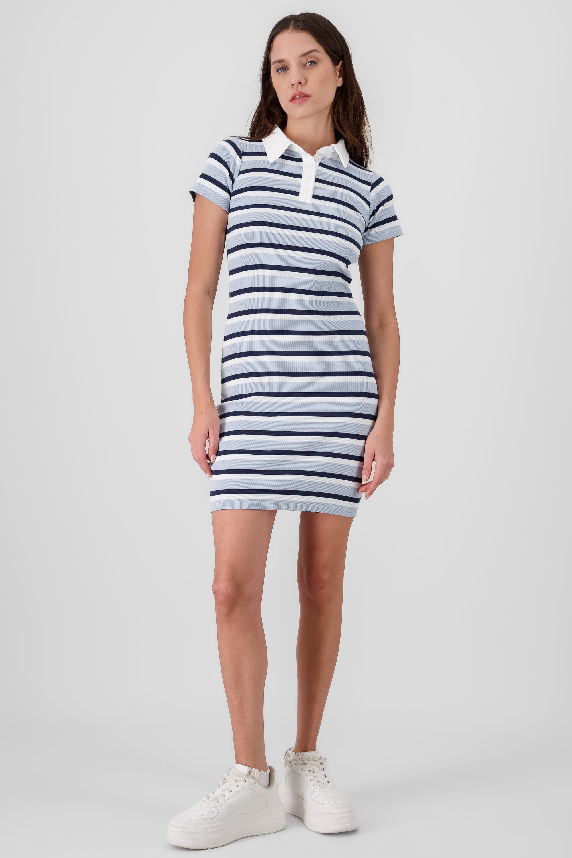 Striped Polo Dress BLUE COMBO