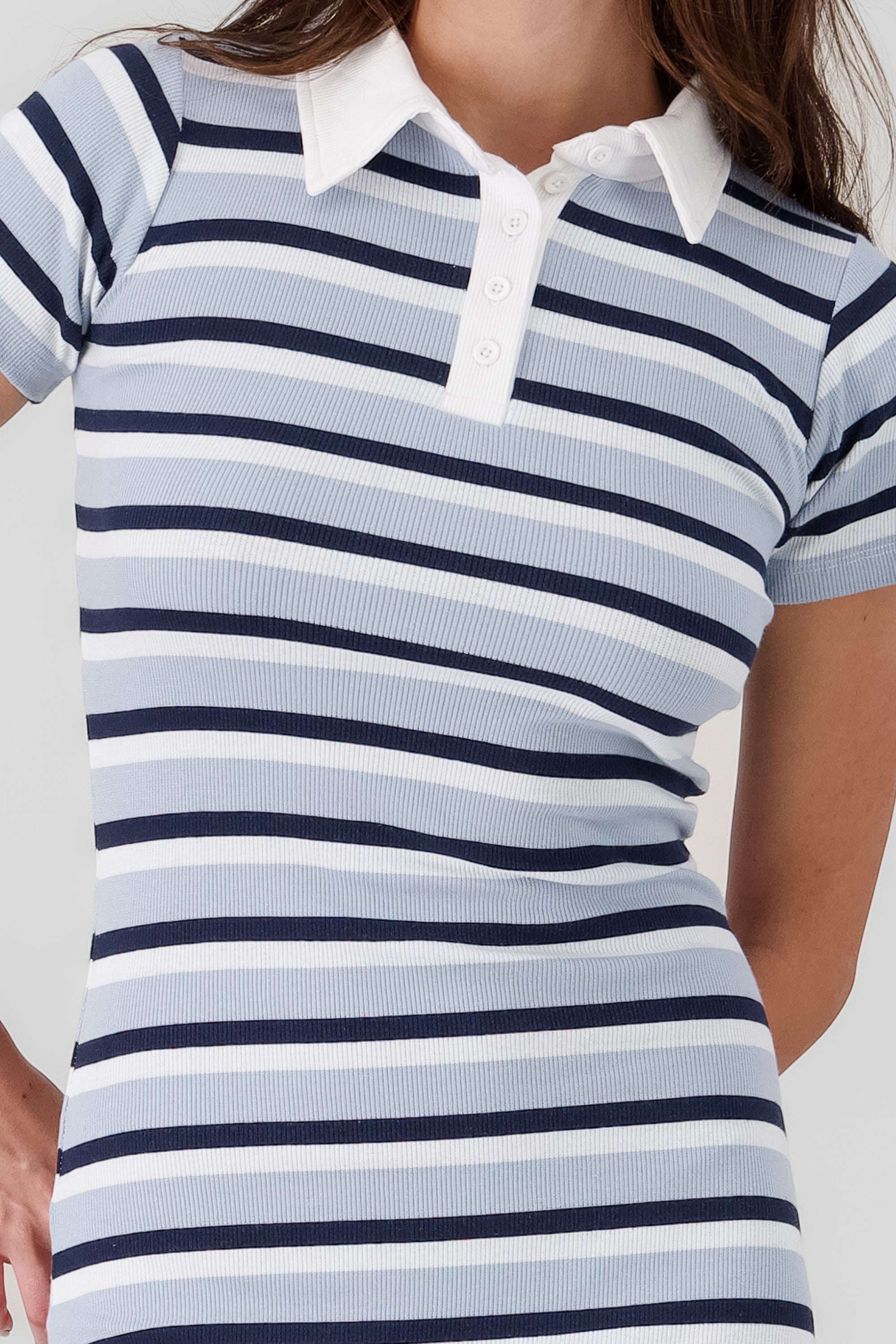 Striped Polo Dress BLUE COMBO