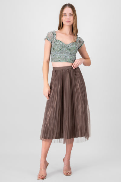 Mesh Midi Skirt BROWN