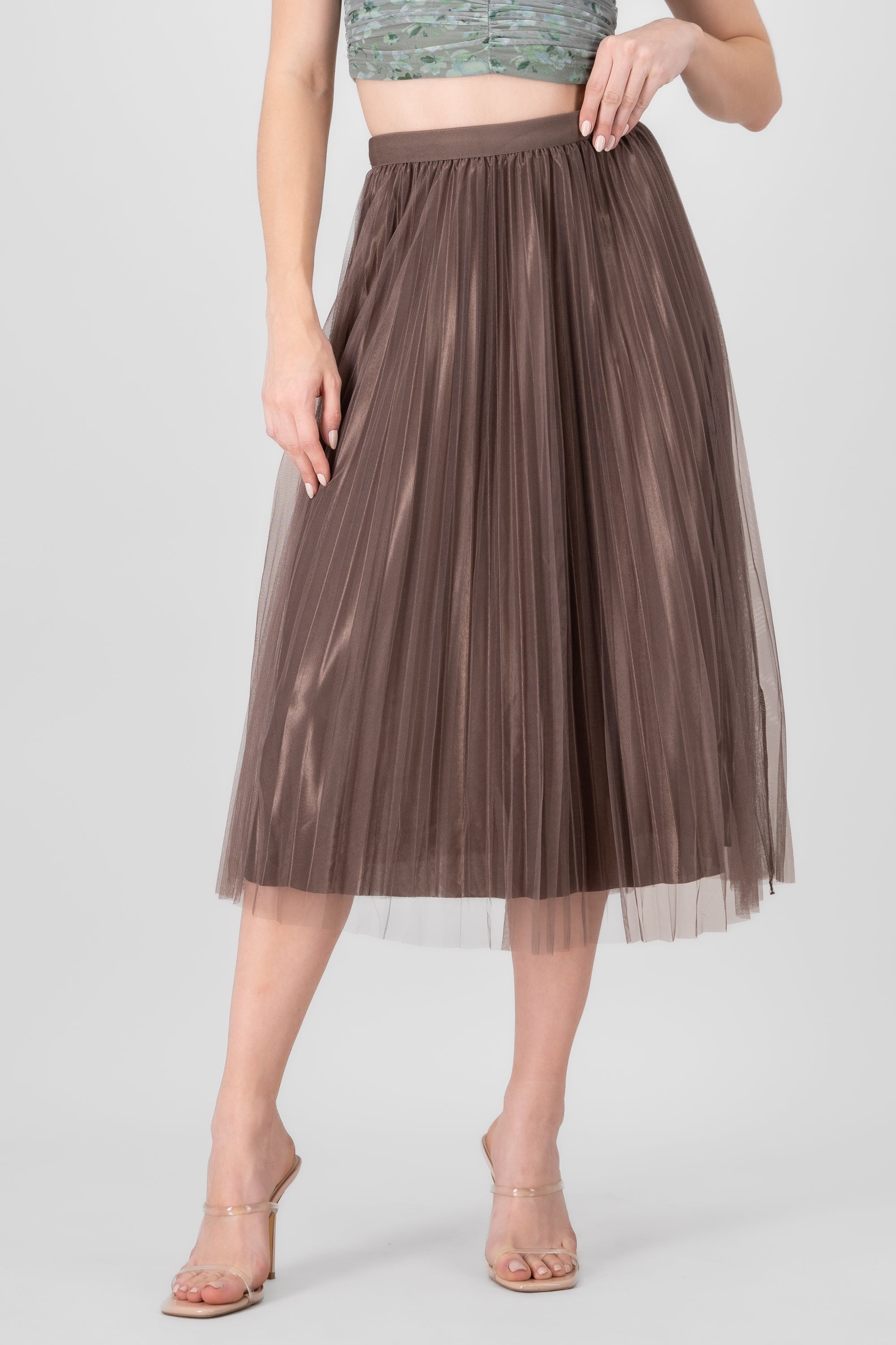 Mesh Midi Skirt BROWN