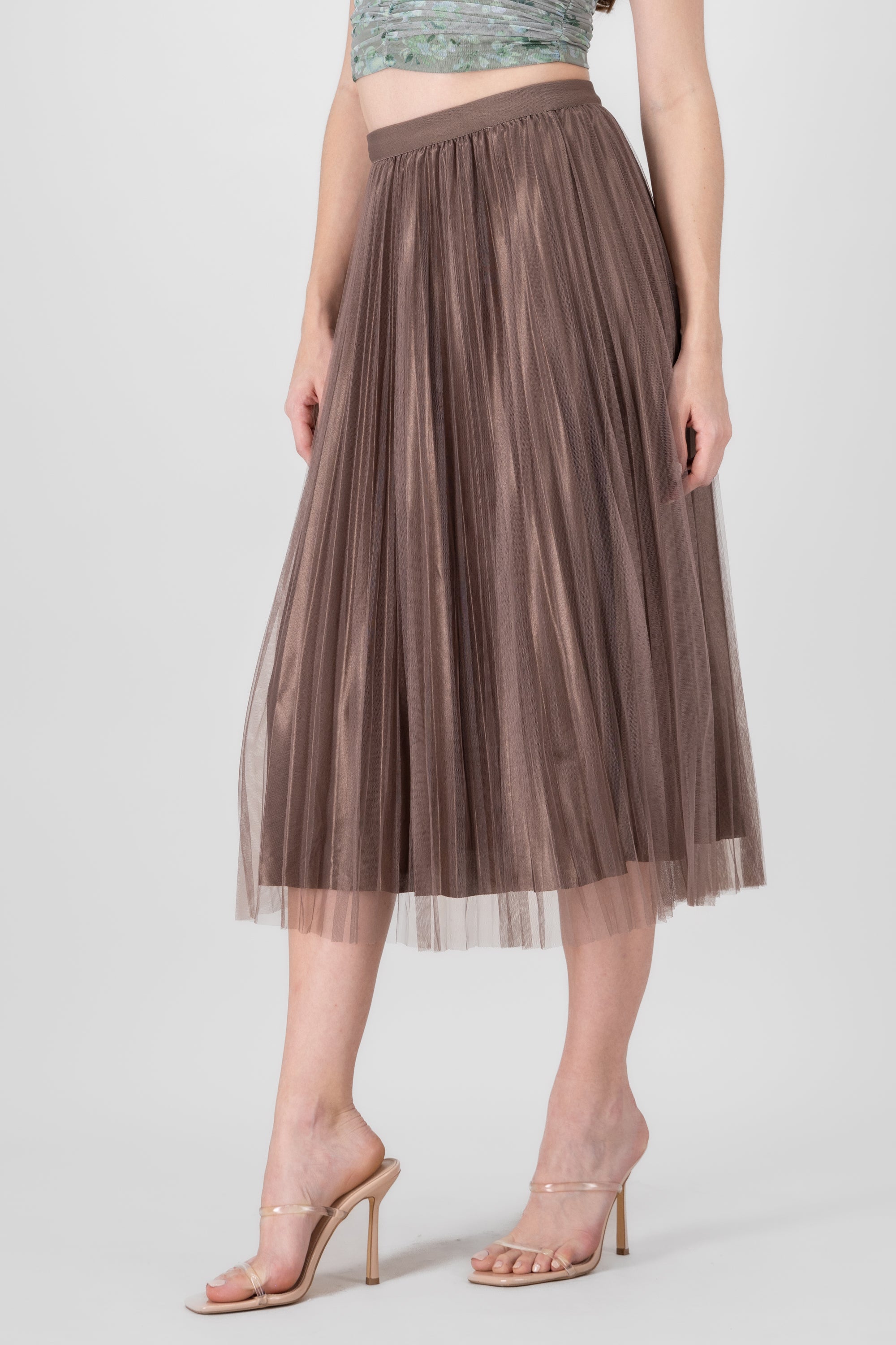 Mesh Midi Skirt BROWN