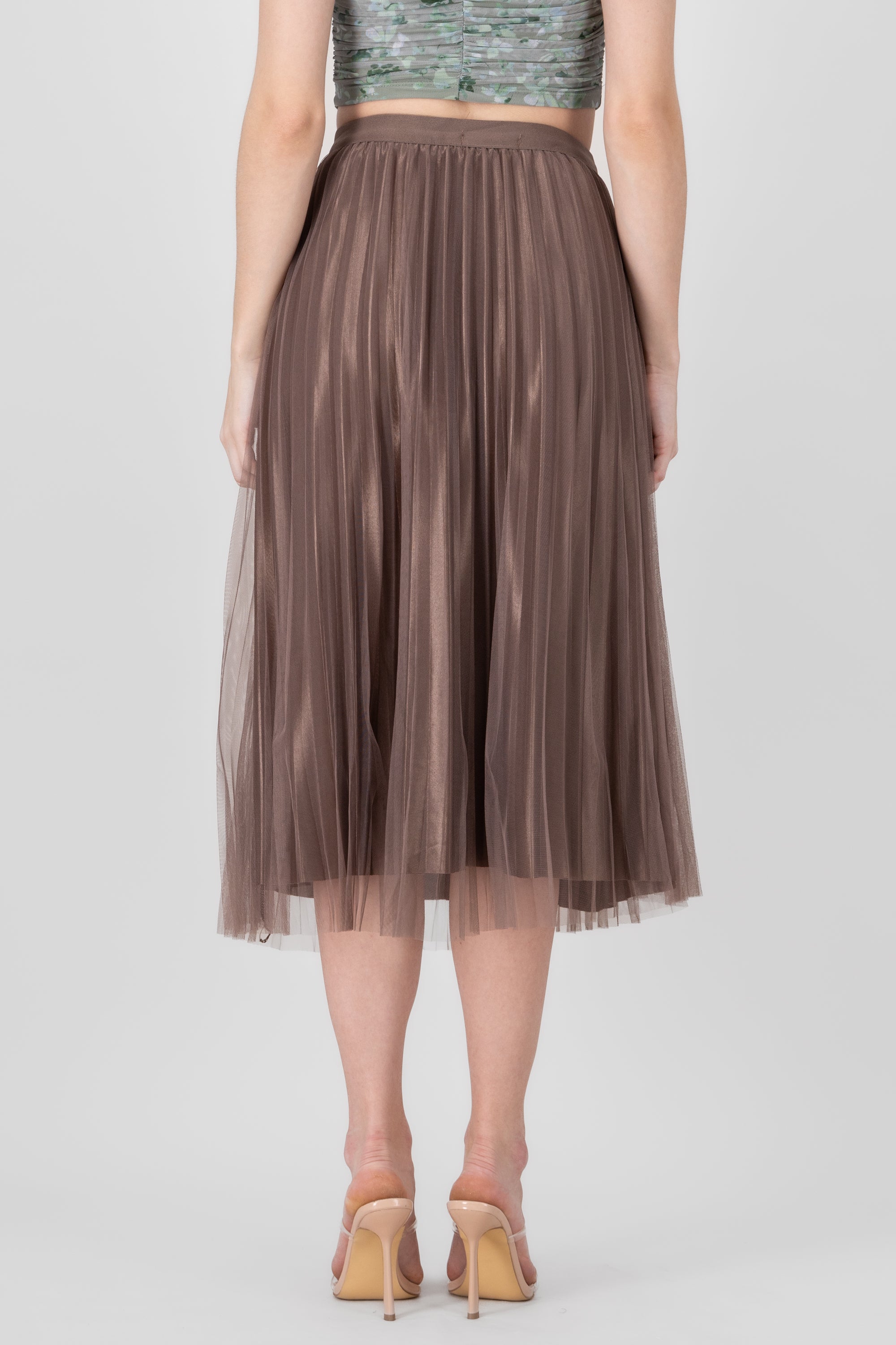 Mesh Midi Skirt BROWN