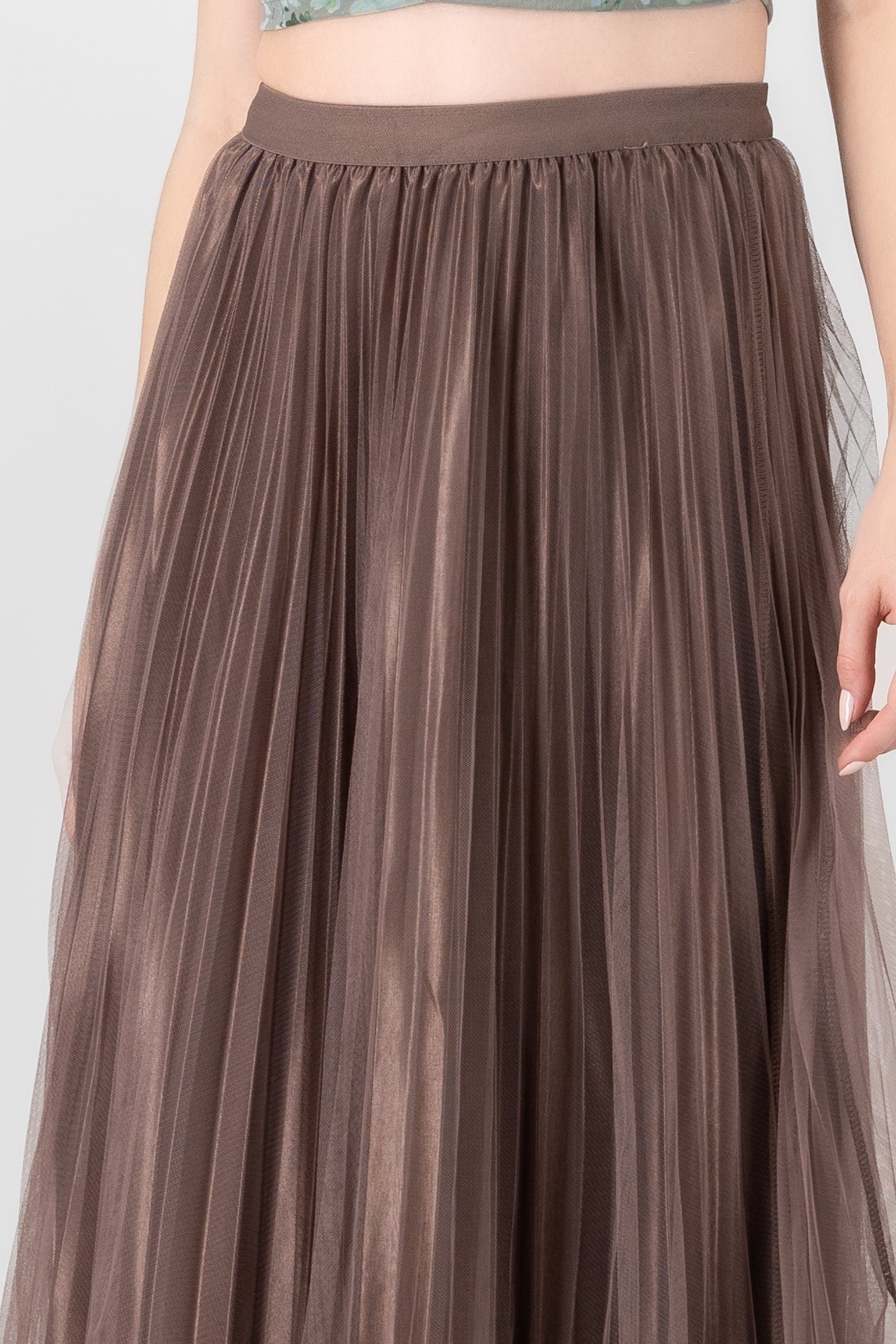 Mesh Midi Skirt BROWN