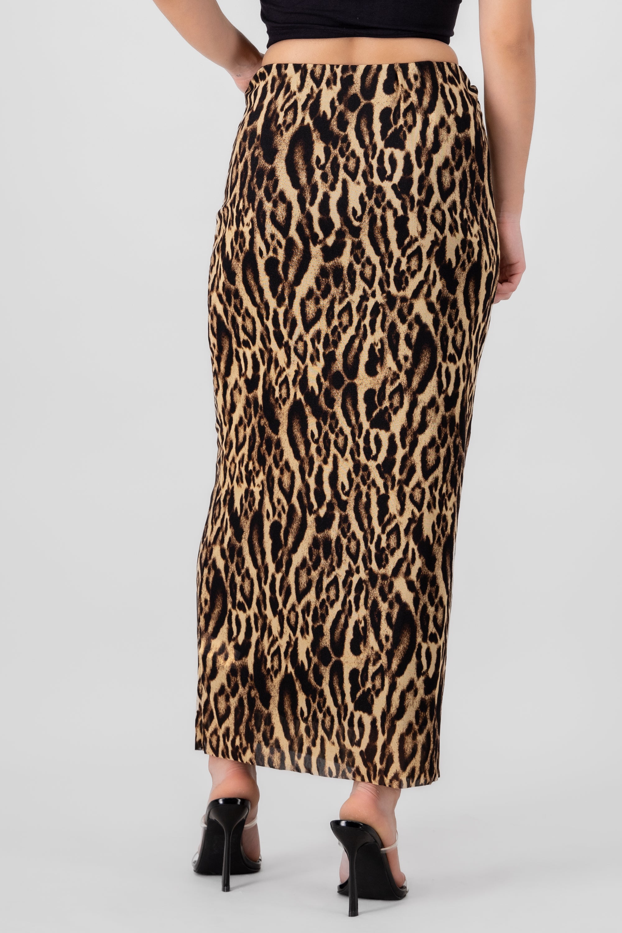 Animal Print Midi Skirt BROWN COMBO