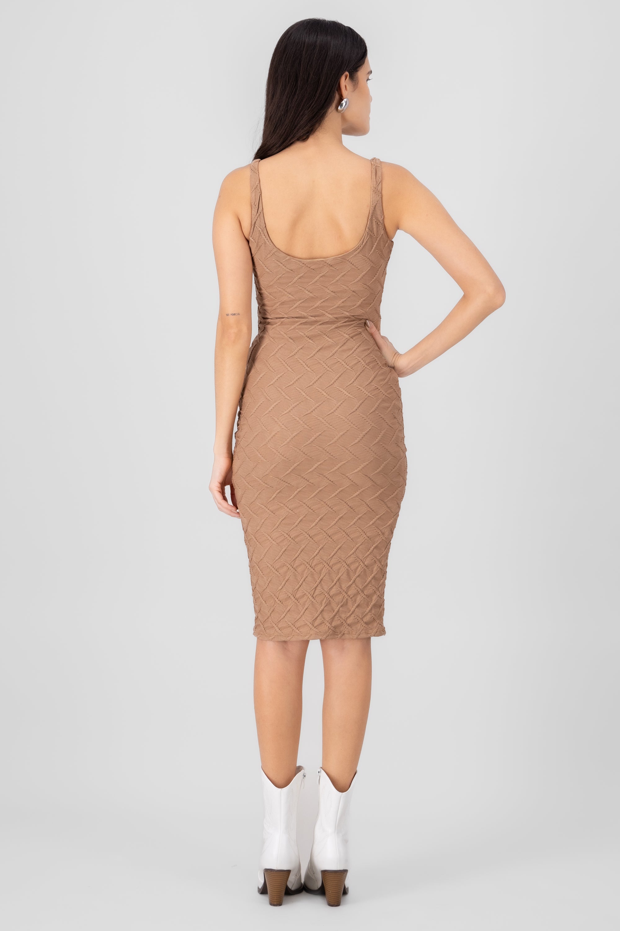 Textured Midi Dress KHAKI