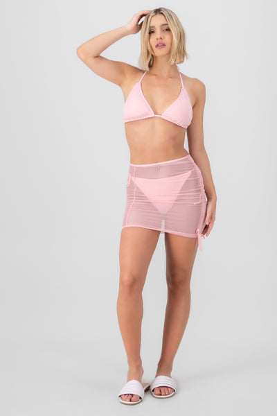 3 Piece Ruched Bikini PASTEL PINK