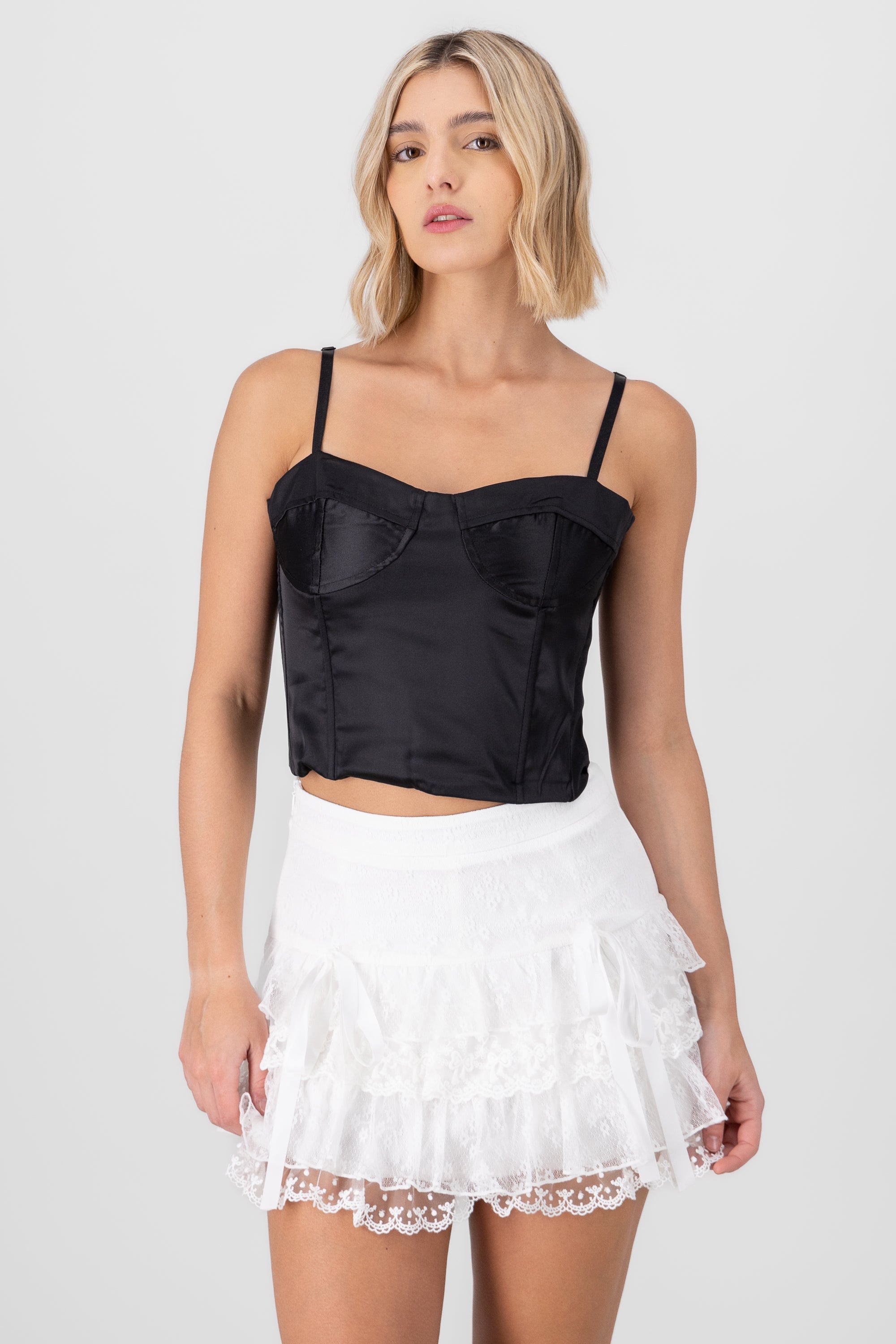 Satin Corset Top BLACK