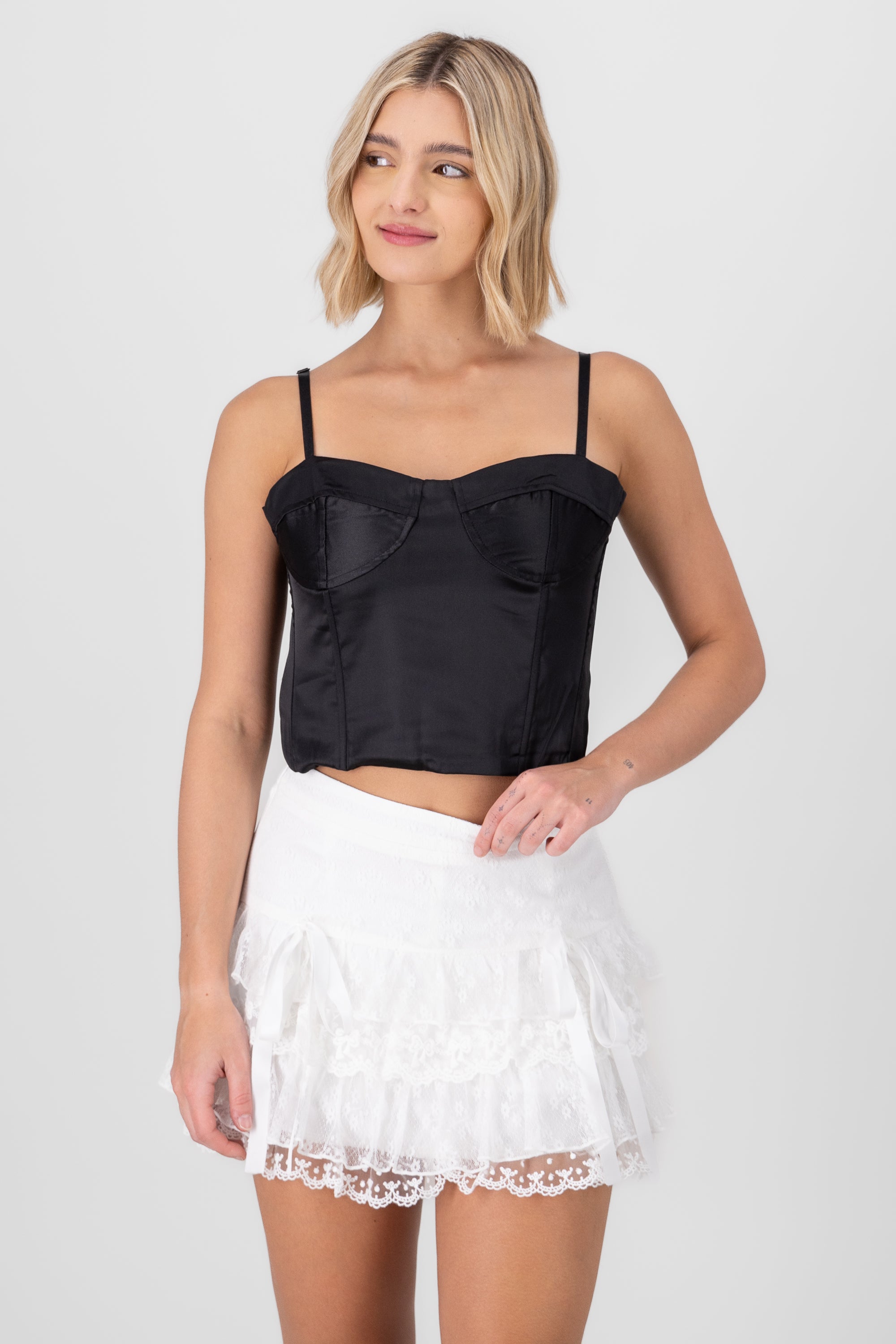 Satin Corset Top BLACK