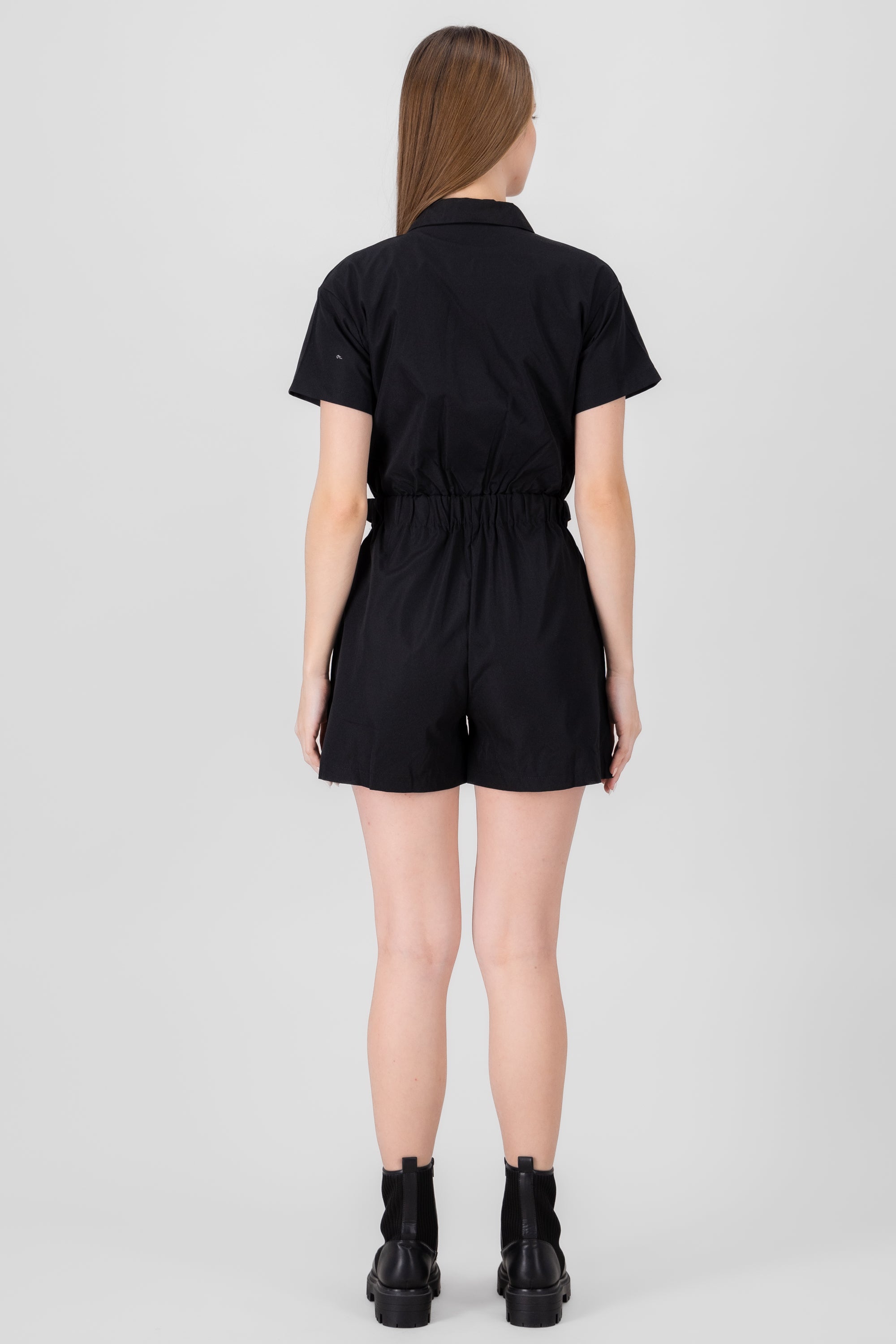 Solid Cargo Romper BLACK