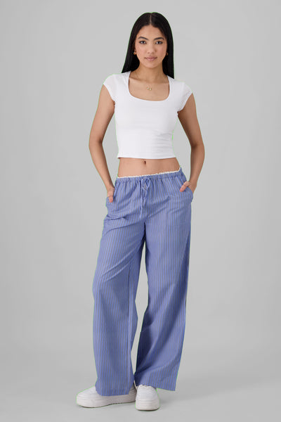 Striped Pants with Waistband BLUE COMBO