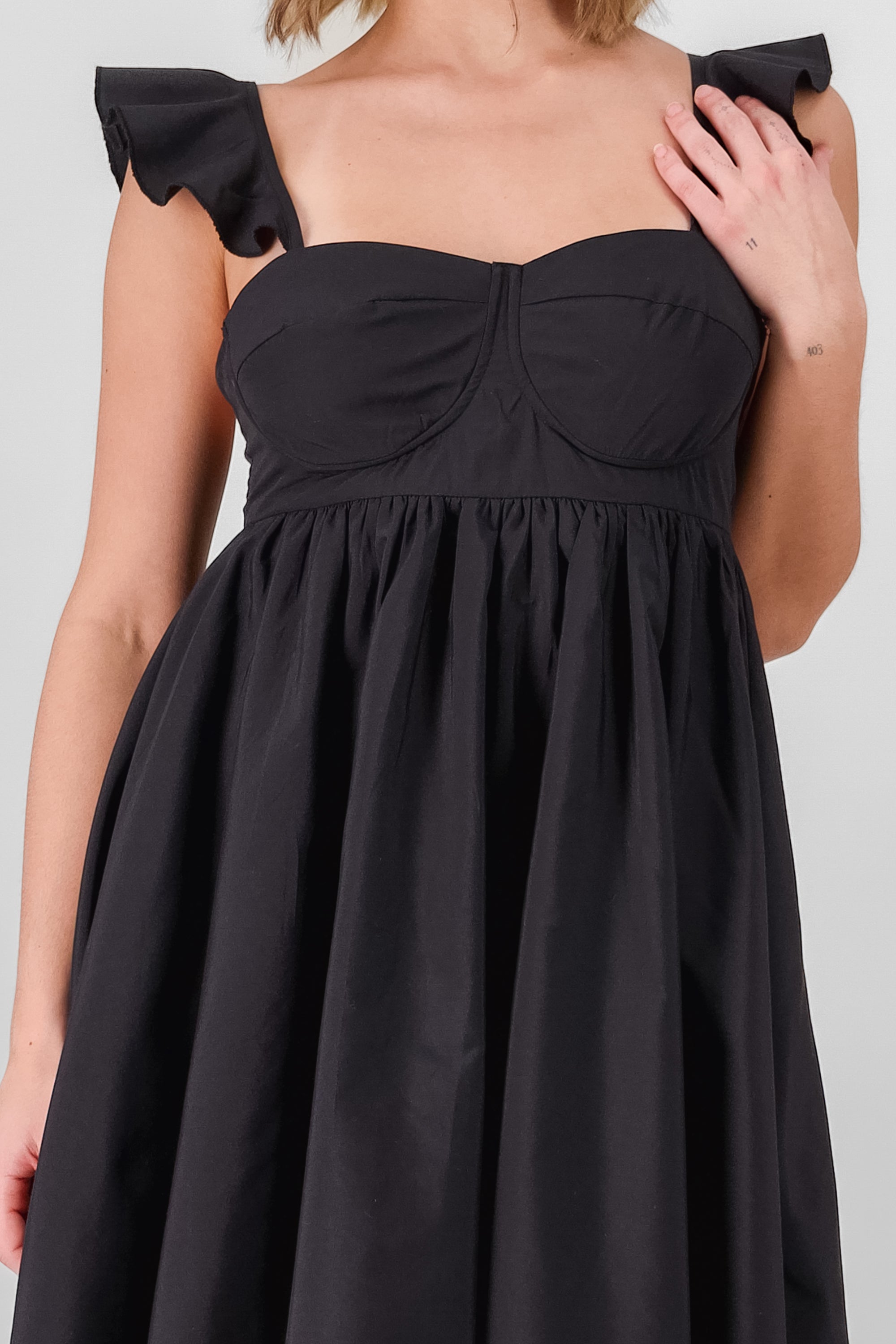 Strap Detail Mini Dress BLACK