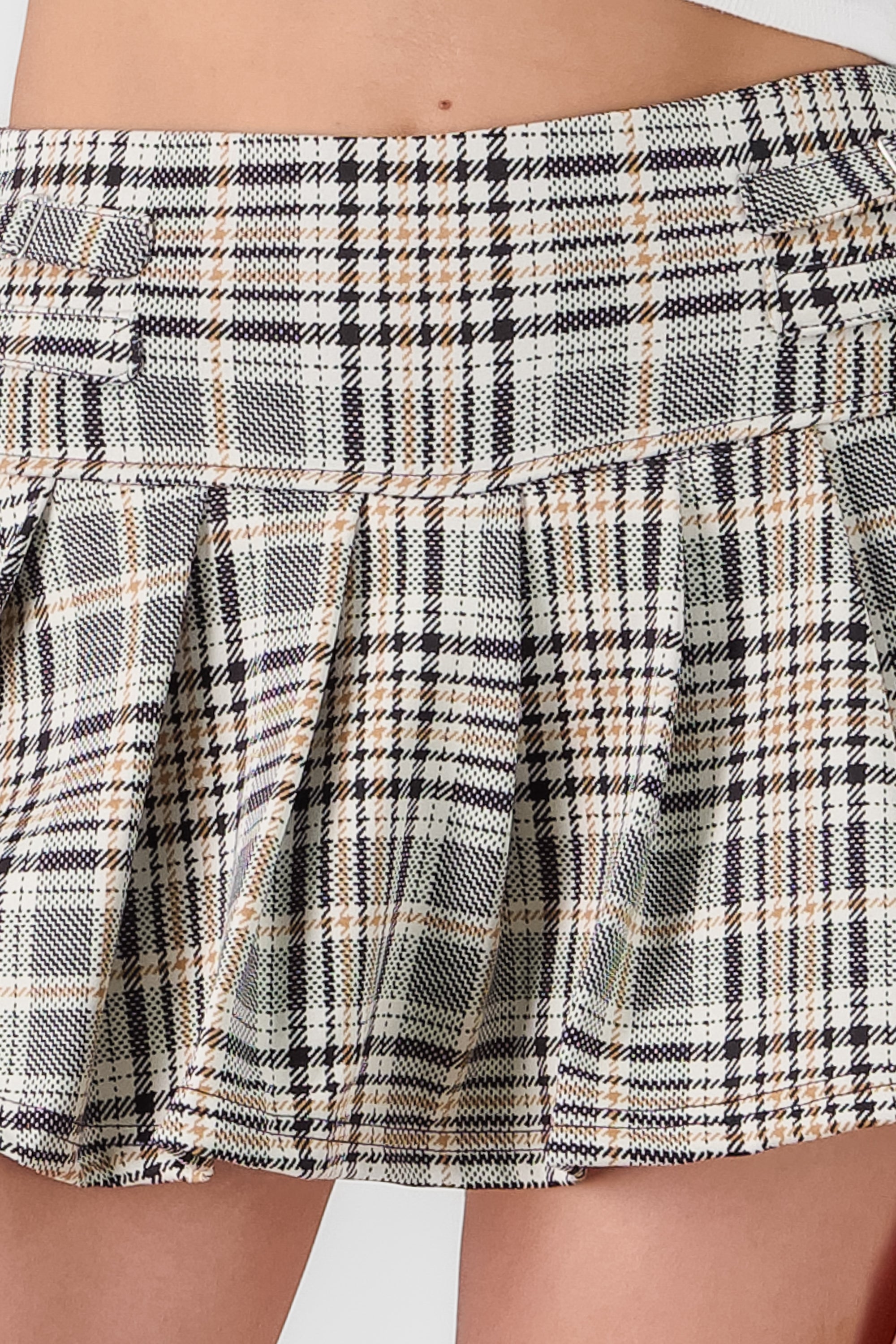 Plaid Pleated Mini Skirt BROWN COMBO