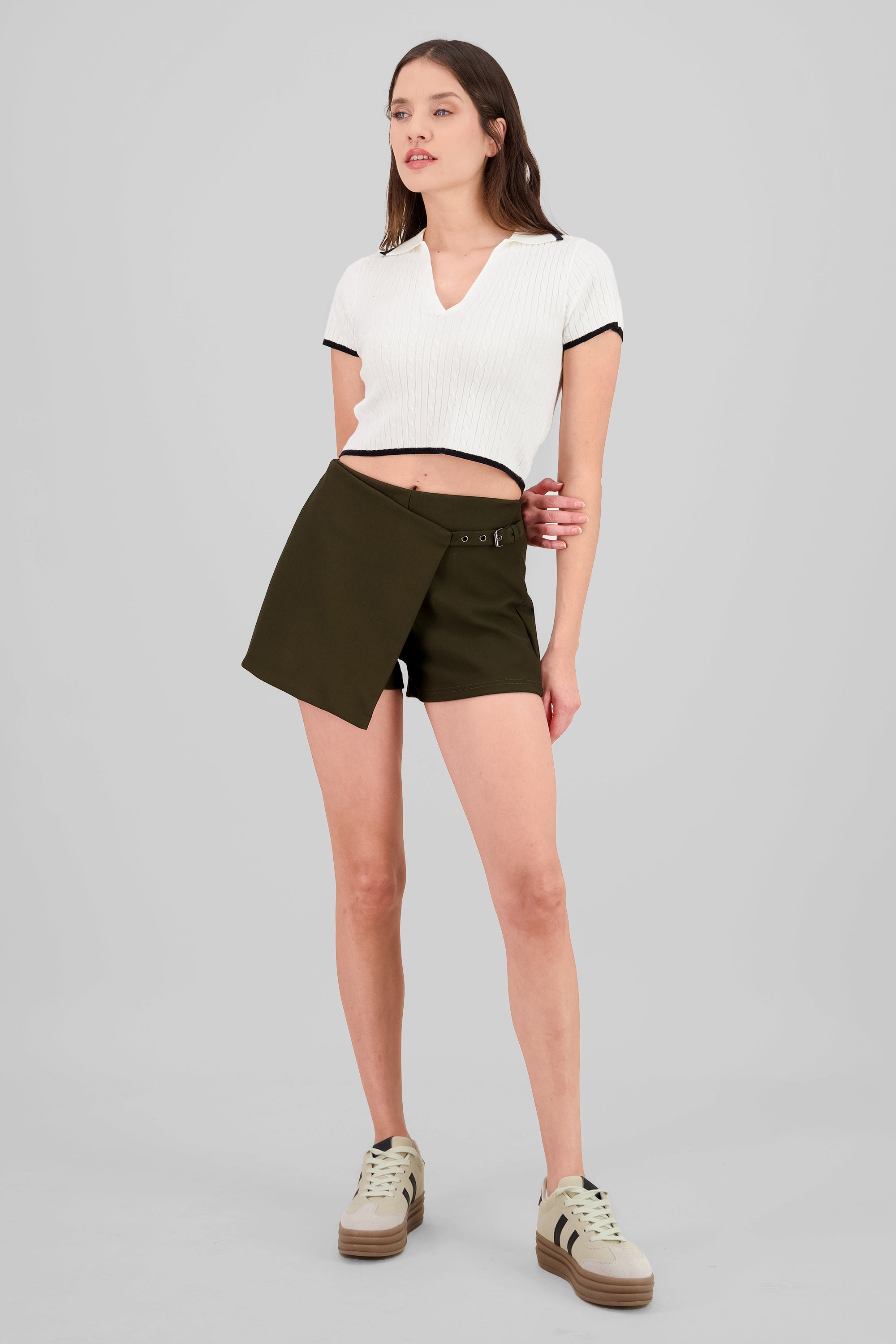 Belt Detail Skort OLIVE