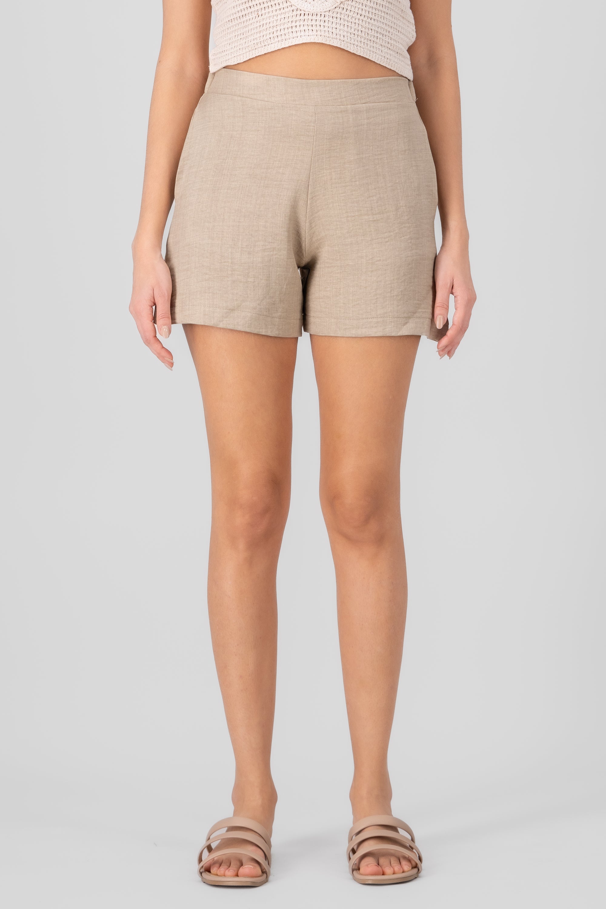 Straight Linen Shorts SAND