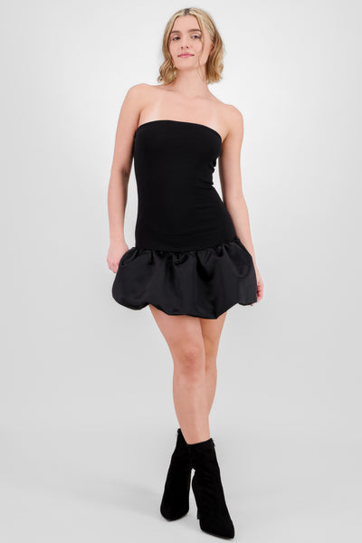 Strapless Balloon Mini Dress BLACK