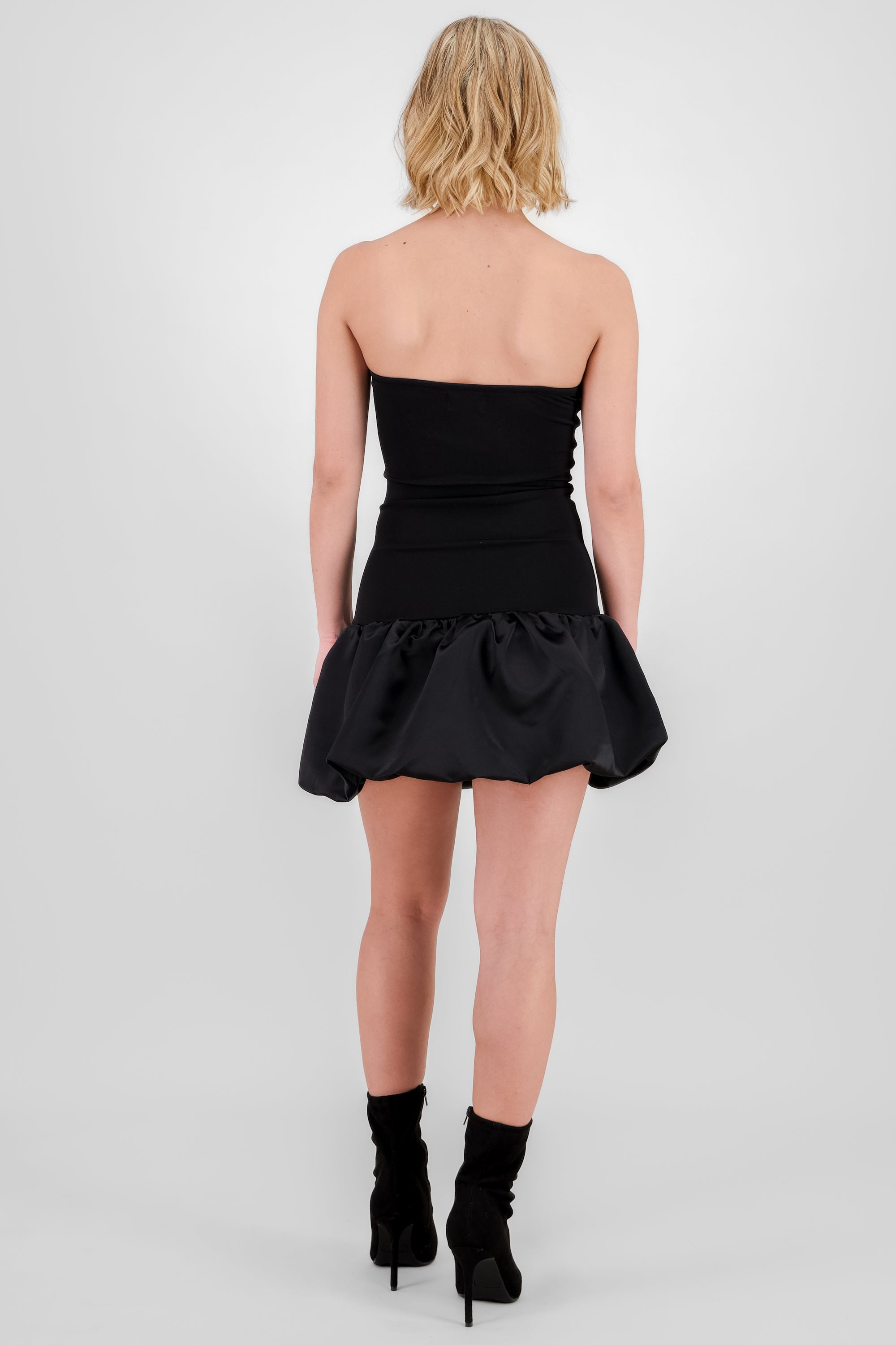 Strapless Balloon Mini Dress BLACK