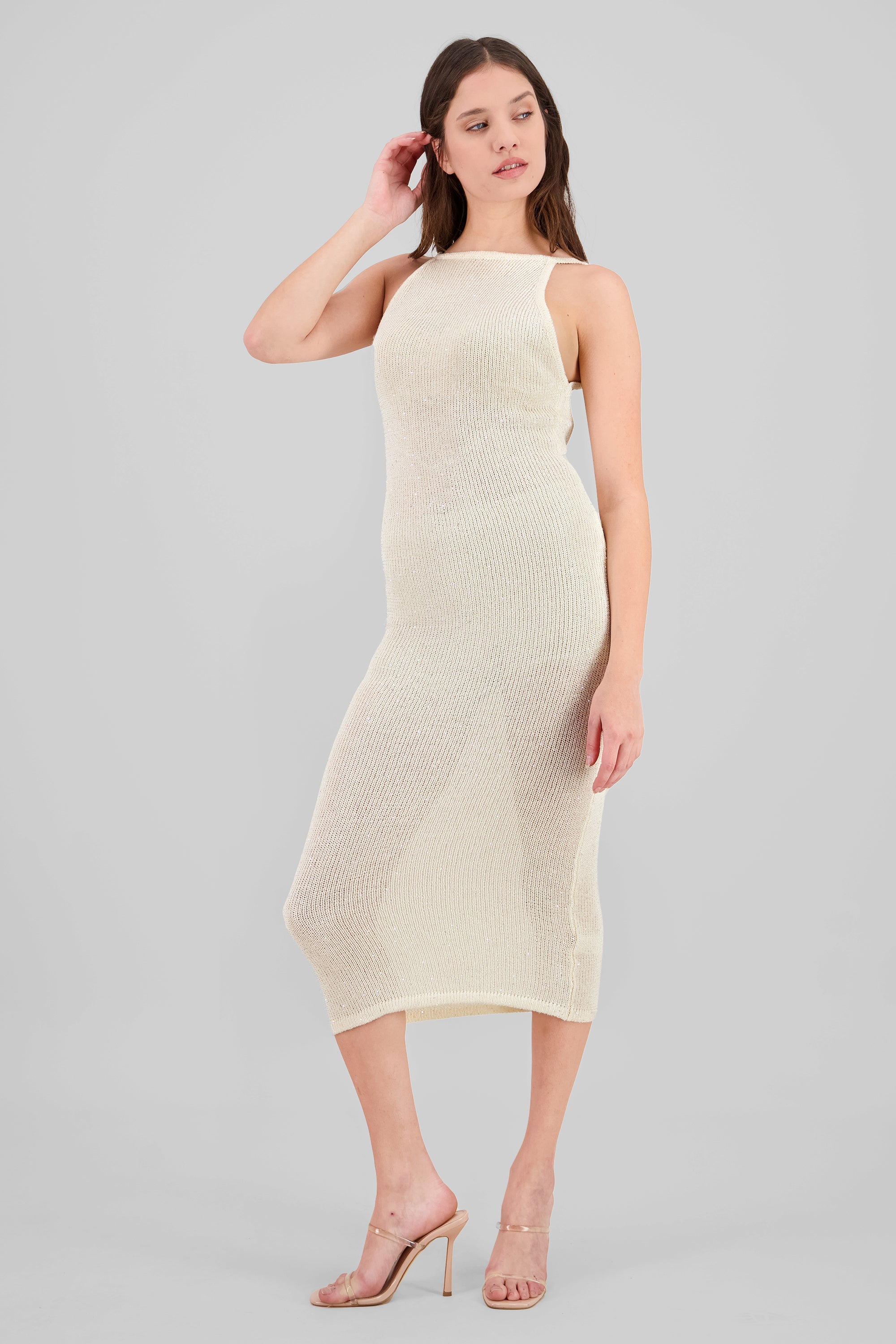 Sequined Knit Maxi Dress IVORY