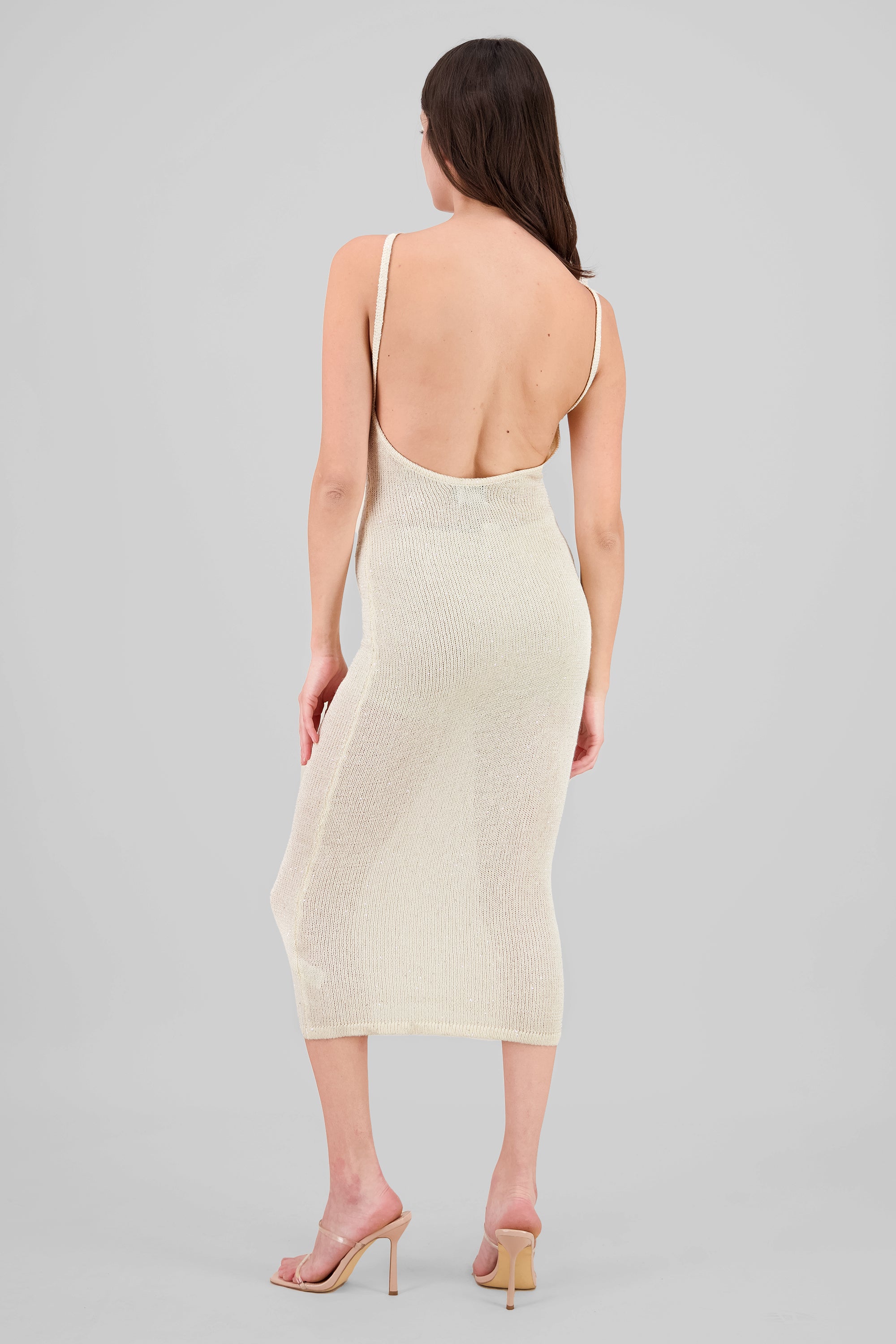 Sequined Knit Maxi Dress IVORY