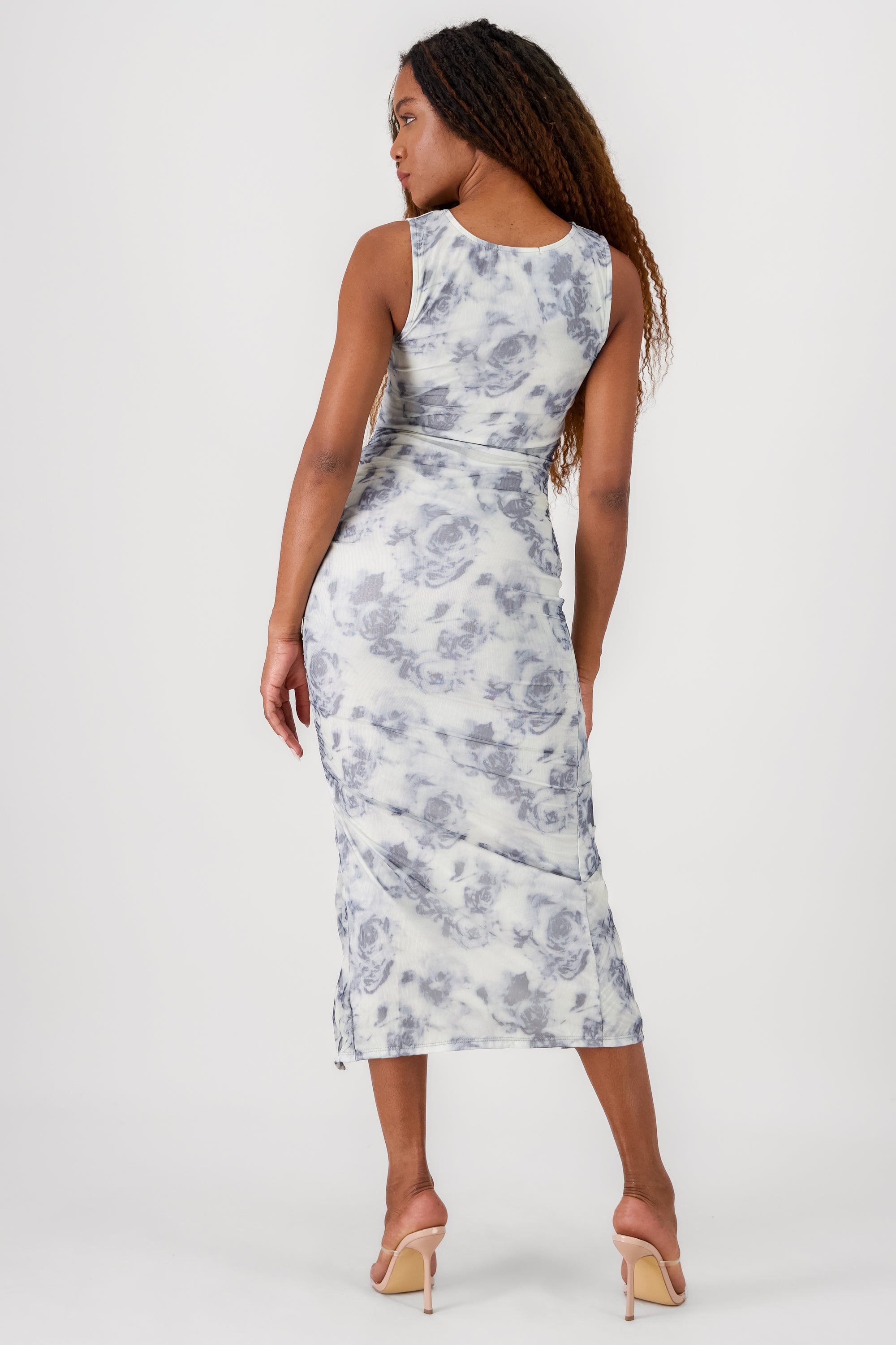 Floral Mesh Midi Dress WHITE COMBO